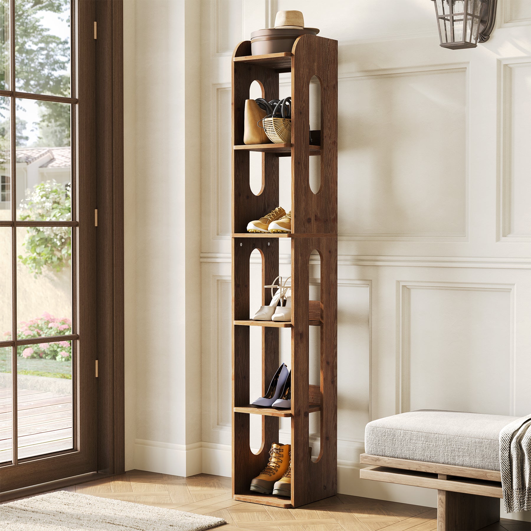 Tribesigns 180 cm Hoge Houten Boekenkast, 6 Verdiepingen Open Opbergruimte