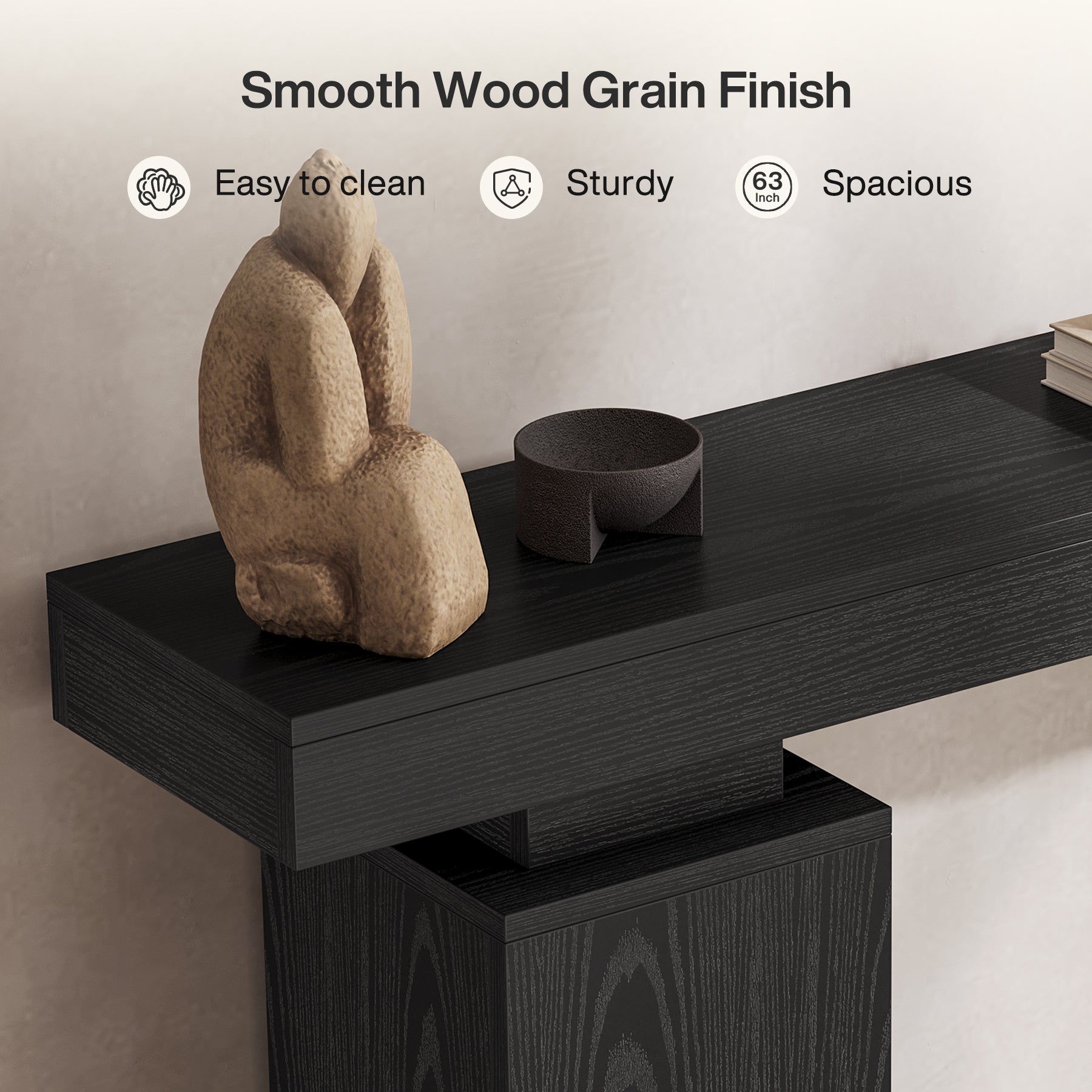 Consoletafel van 160 cm in landhuisstijl voor hal en achter de bank, moderne houten sidetable voor woonkamer en entree