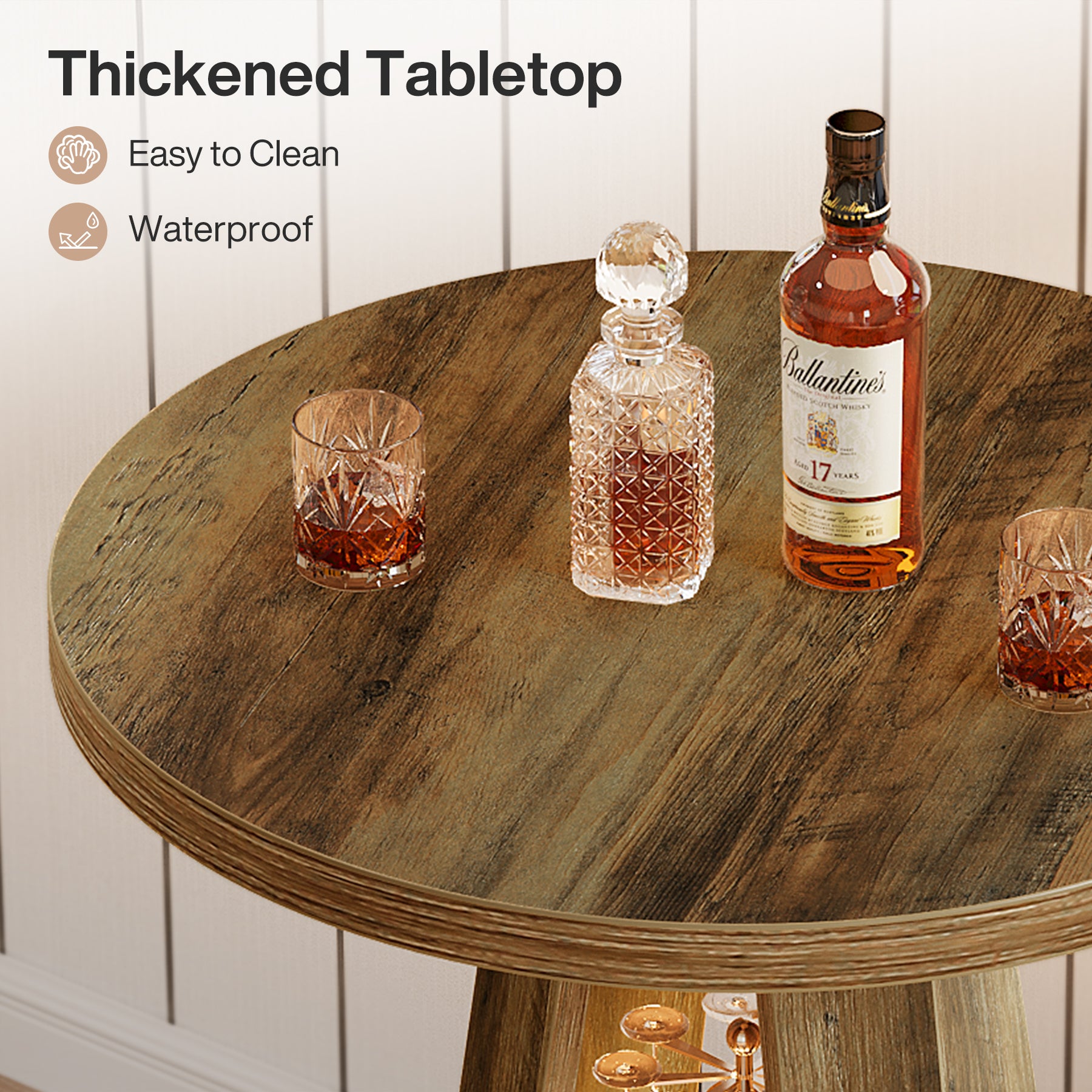 100 cm Ronde Bartafel met Opbergruimte, Industriële Bistrotafel voor Woonkamer Bar Kleine Ruimtes