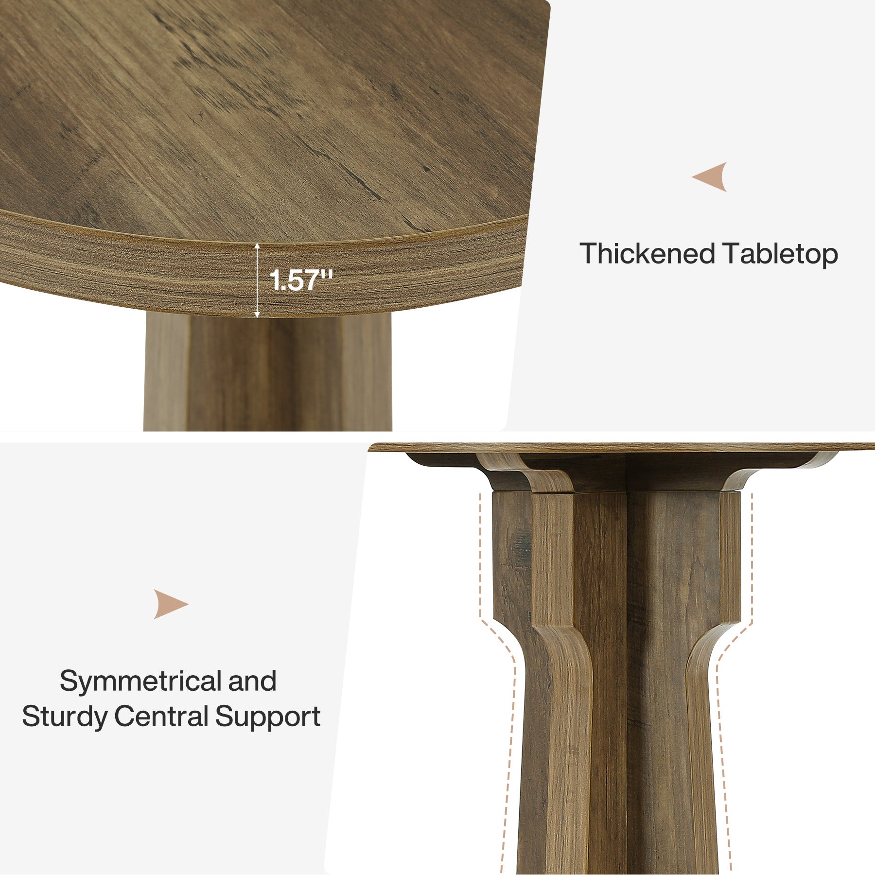 60 cm Ronde Eettafel, Compacte Tafel voor 2 met Ruimtebesparend Ontwerp voor Keuken Eetkamer