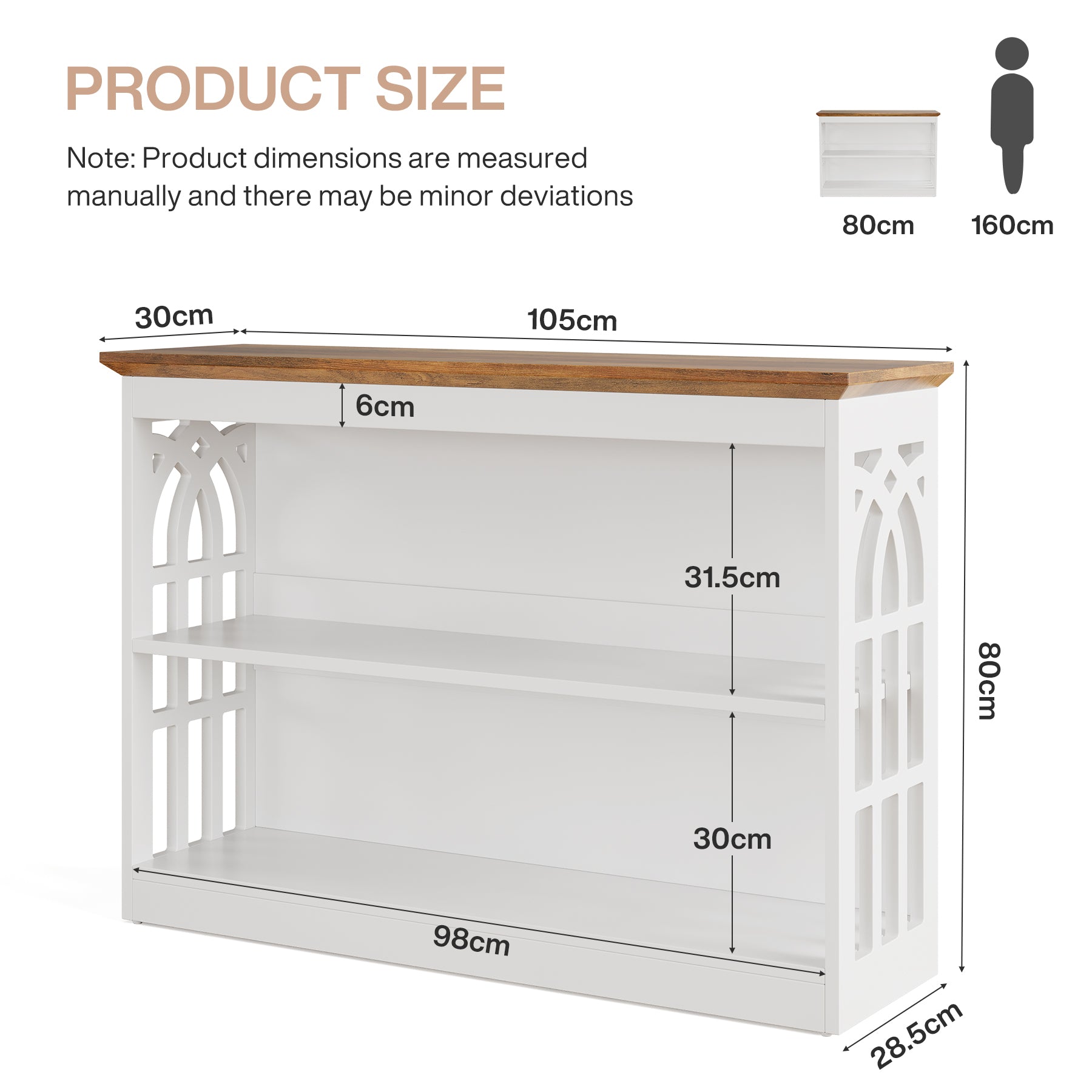 Tribesigns 105 cm Consoletafel, 3-Laden Banktafel voor Hal