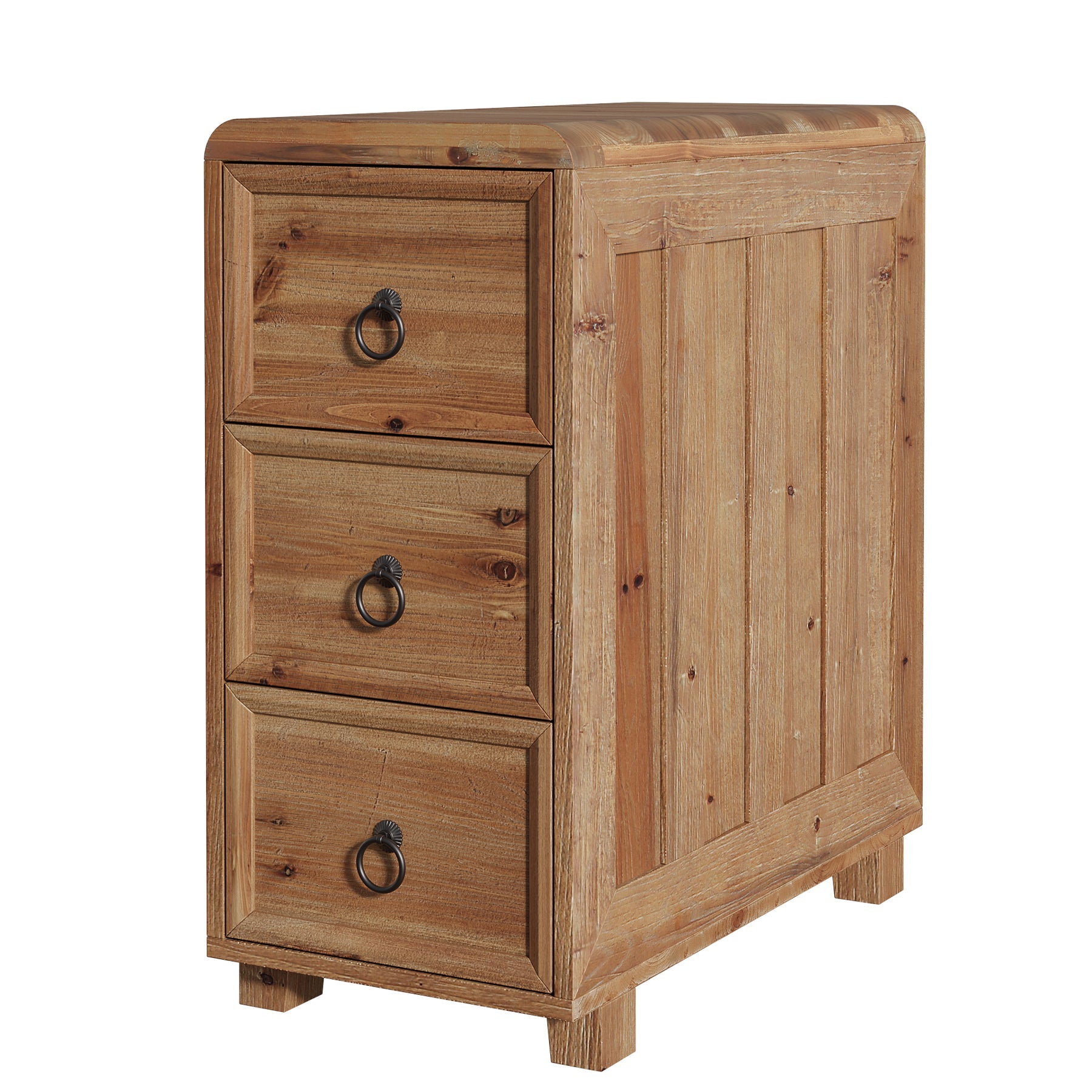 Tribesigns massief houten bijzettafel met 3 lades, smal nachtkastje