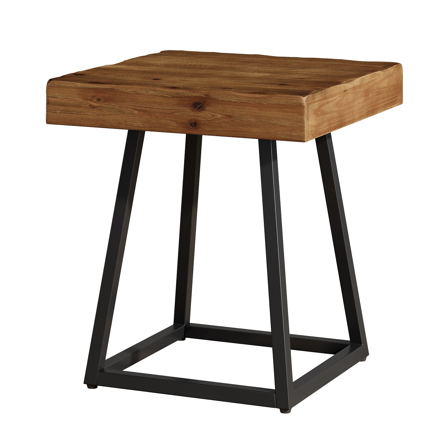 Tribesigns bijzettafel van massief hout, 50 cm, vierkant nachtkastje met metalen onderstel