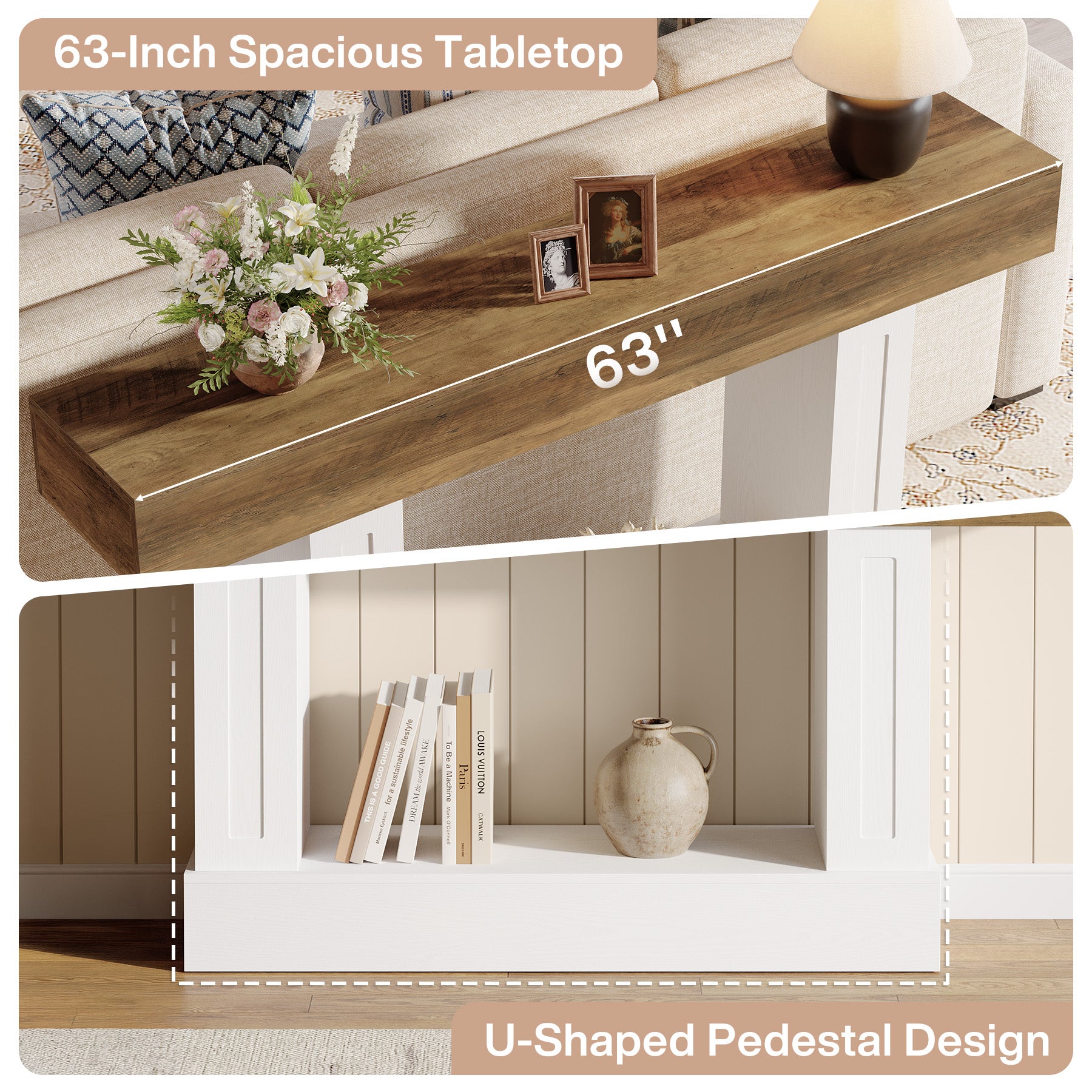 160 cm Tribesigns landelijke consoletafel met open opbergruimte, smalle sidetable voor hal en woonkamer