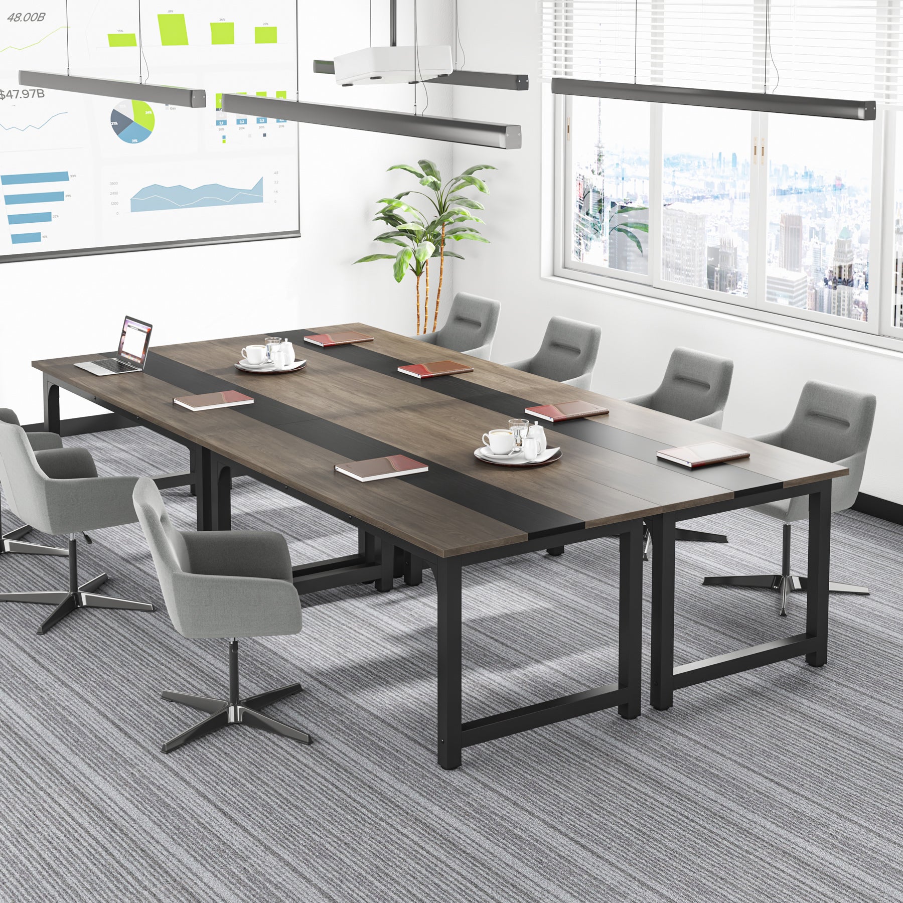 160x80 cm Computerbureau, Ruime Werkplek in Vintage Bruin en Zwart