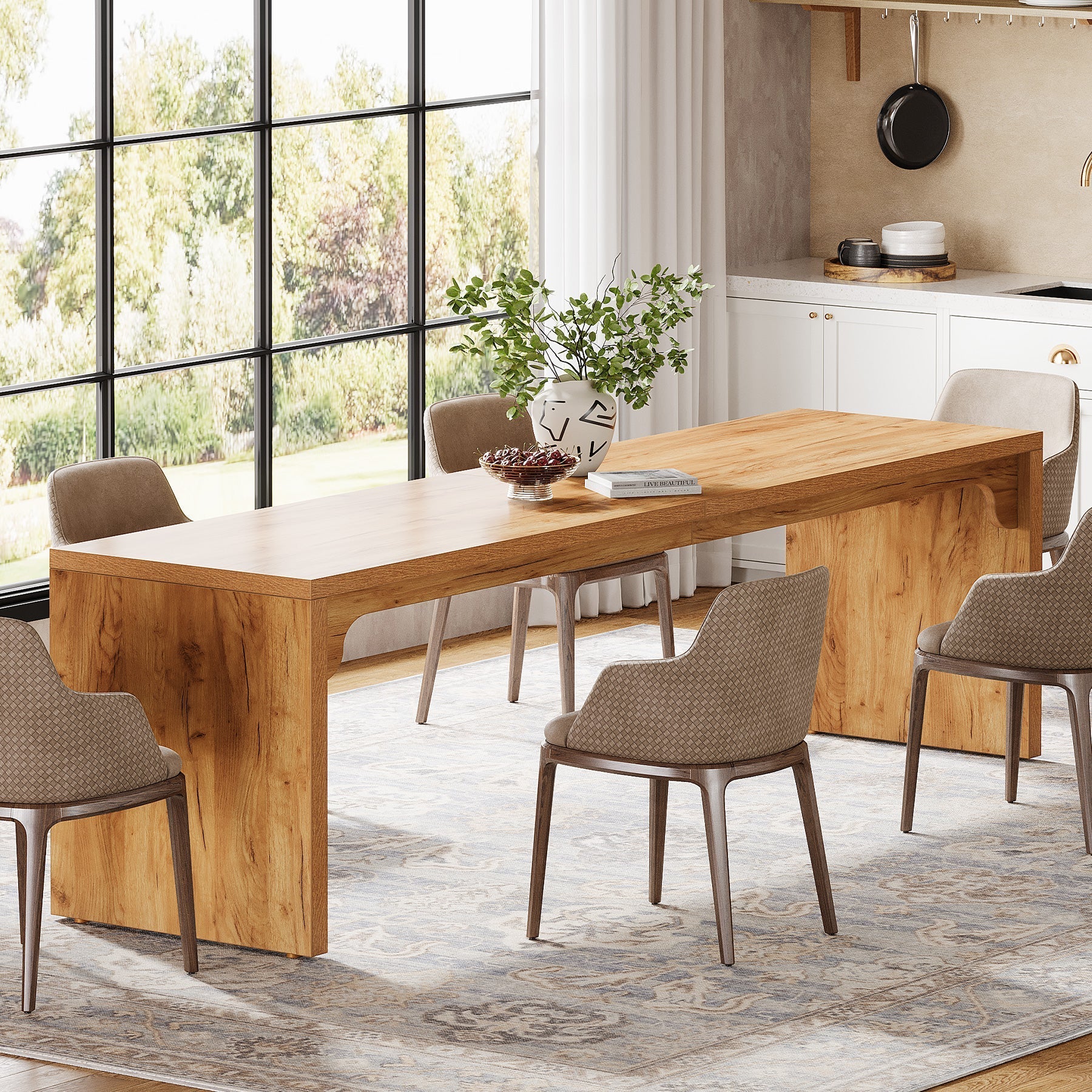 180 cm Tribesigns Eettafel, Moderne Keukentafel met Robuuste Basis