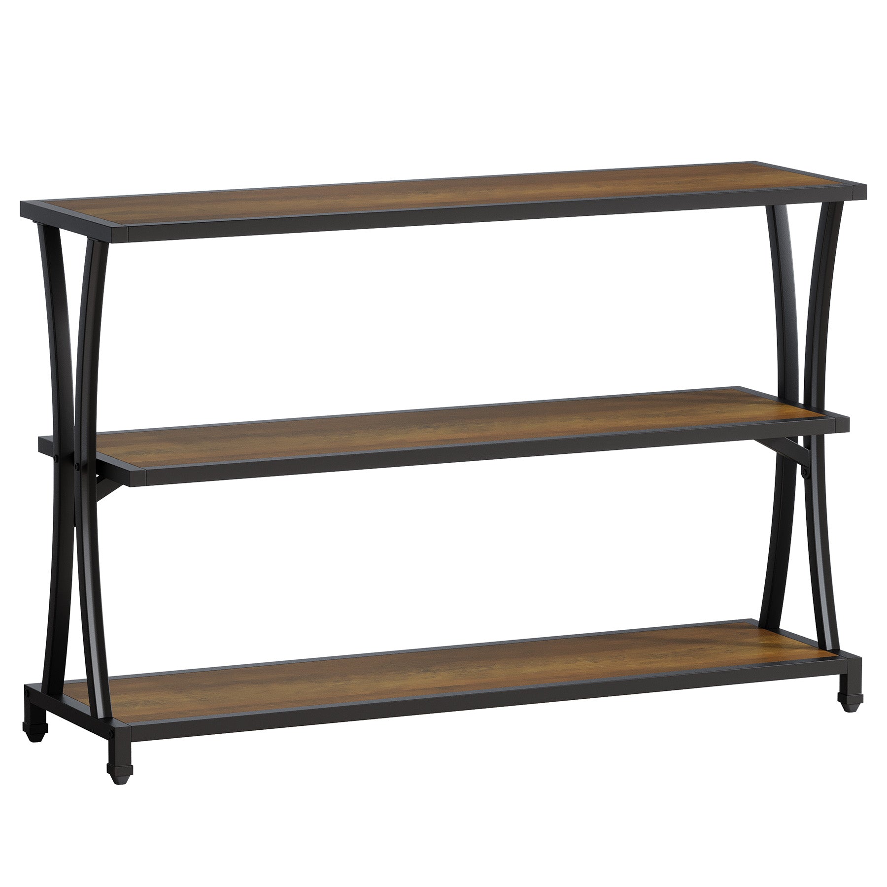 110 cm 3-laags Industriële Haltafel, Smalle Banktafel met Open Opbergruimte