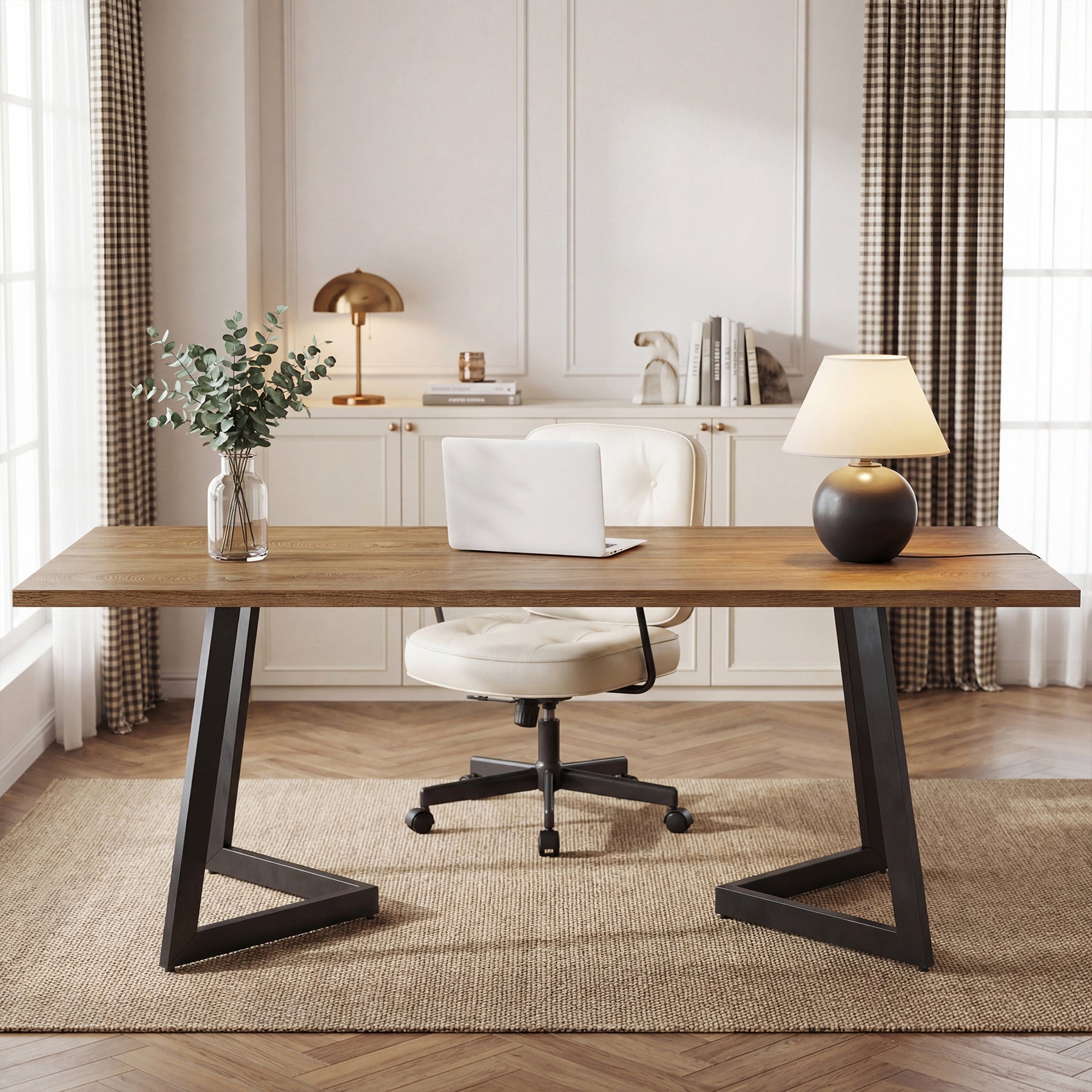 Tribesigns bureau van 158 cm, industrieel computerbureau met V-vormig metalen onderstel