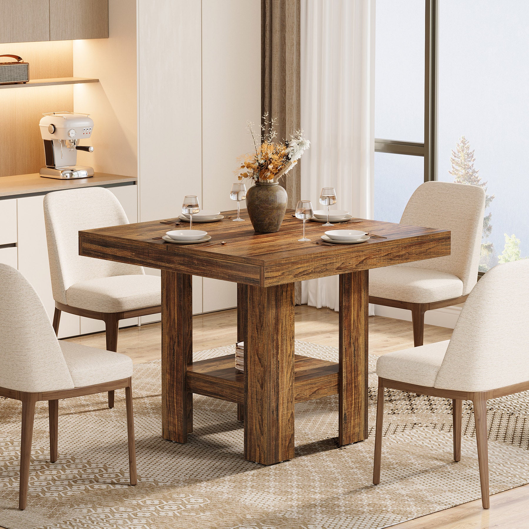 Tribesigns Vierkante Eettafel 80 cm voor 4 Personen