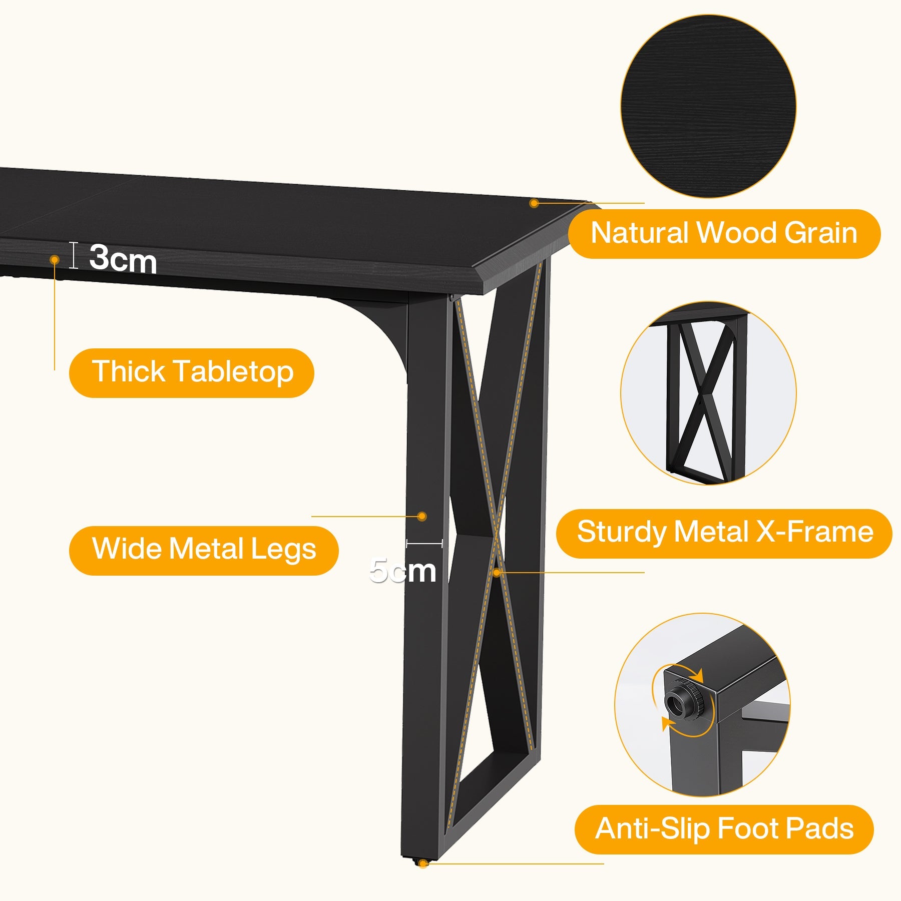 Tribesigns bartafel van 140 cm, hoge tafel in industriële stijl met metalen X-onderstel voor 2–4 personen