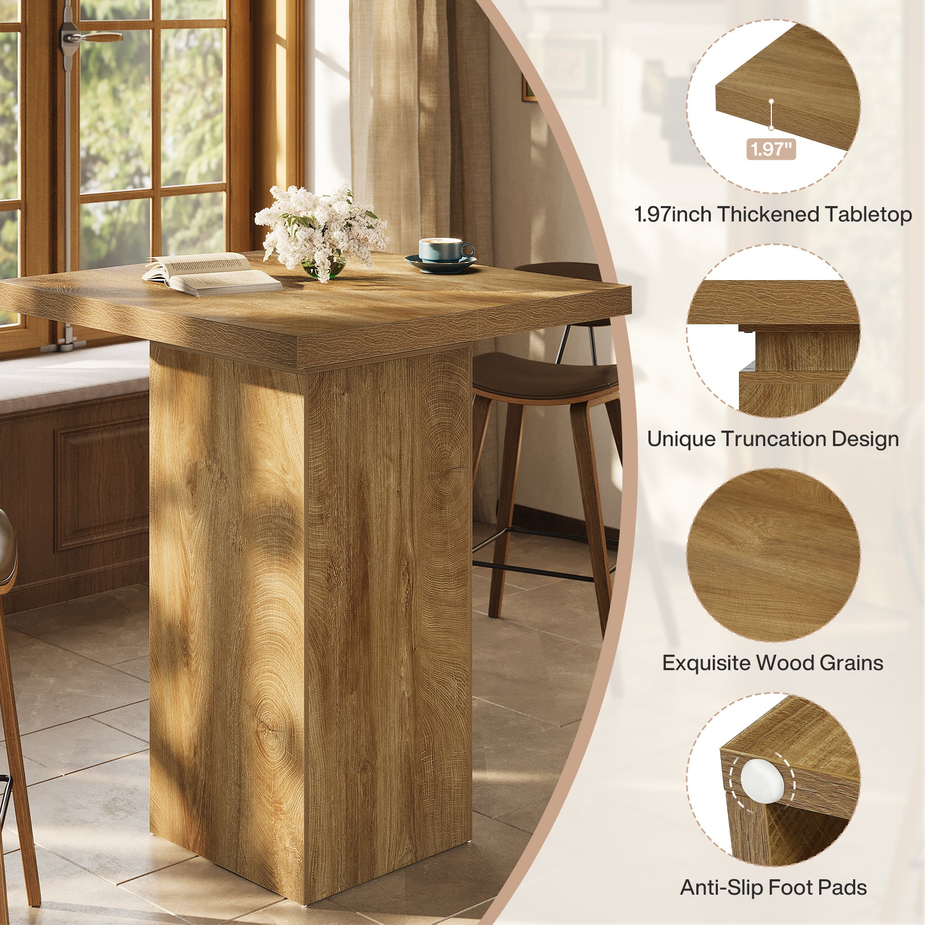 Tribesigns Bartafel 100 cm hoog, industriële bistrotafel voor keukenhoek, huisbar