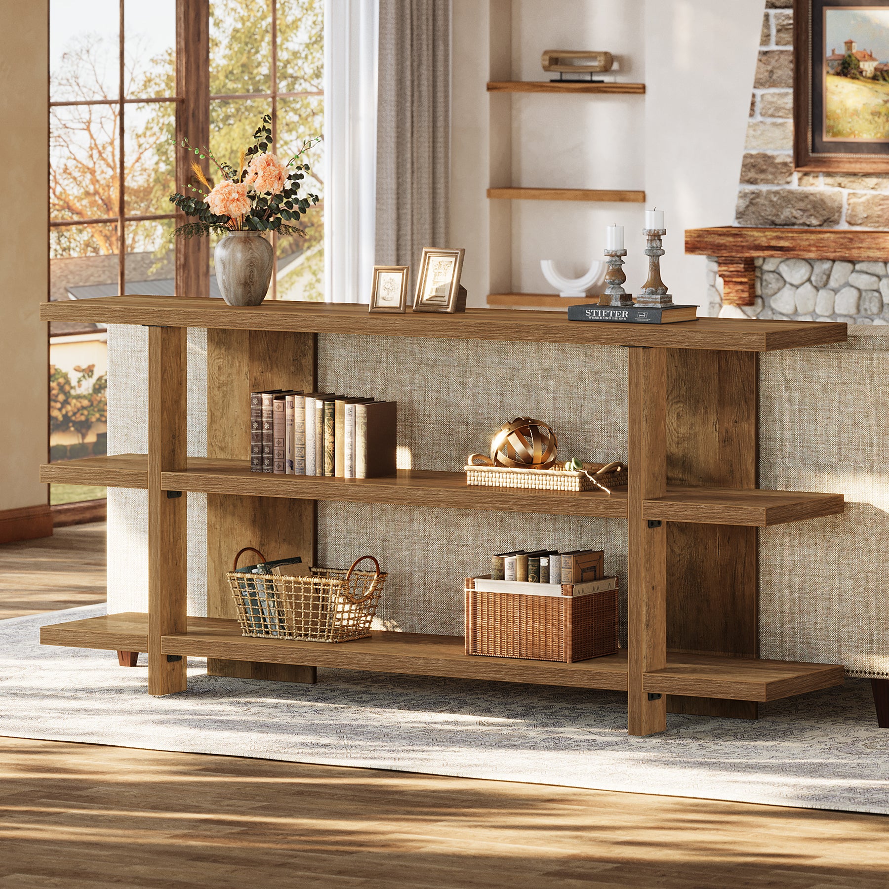 Tribesigns Consoletafel 160 cm met 3-laags Opbergruimte