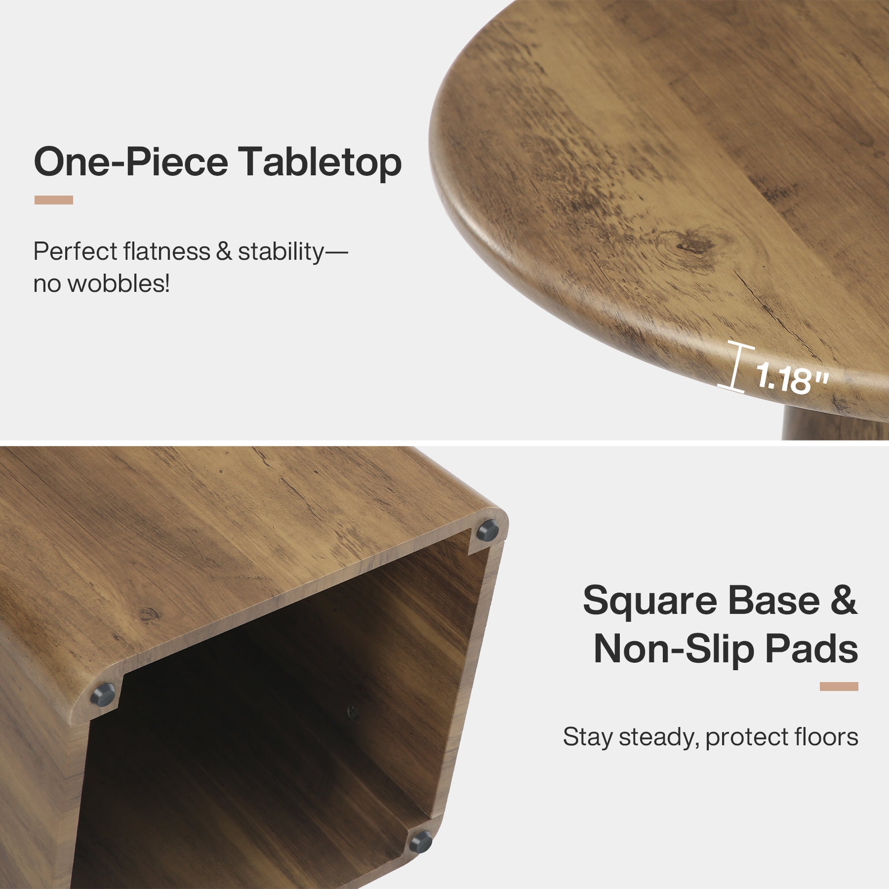 Tribesigns 80 cm Ronde Eettafel, Kleine Farmhouse Keukentafel voor 2-4 Personen