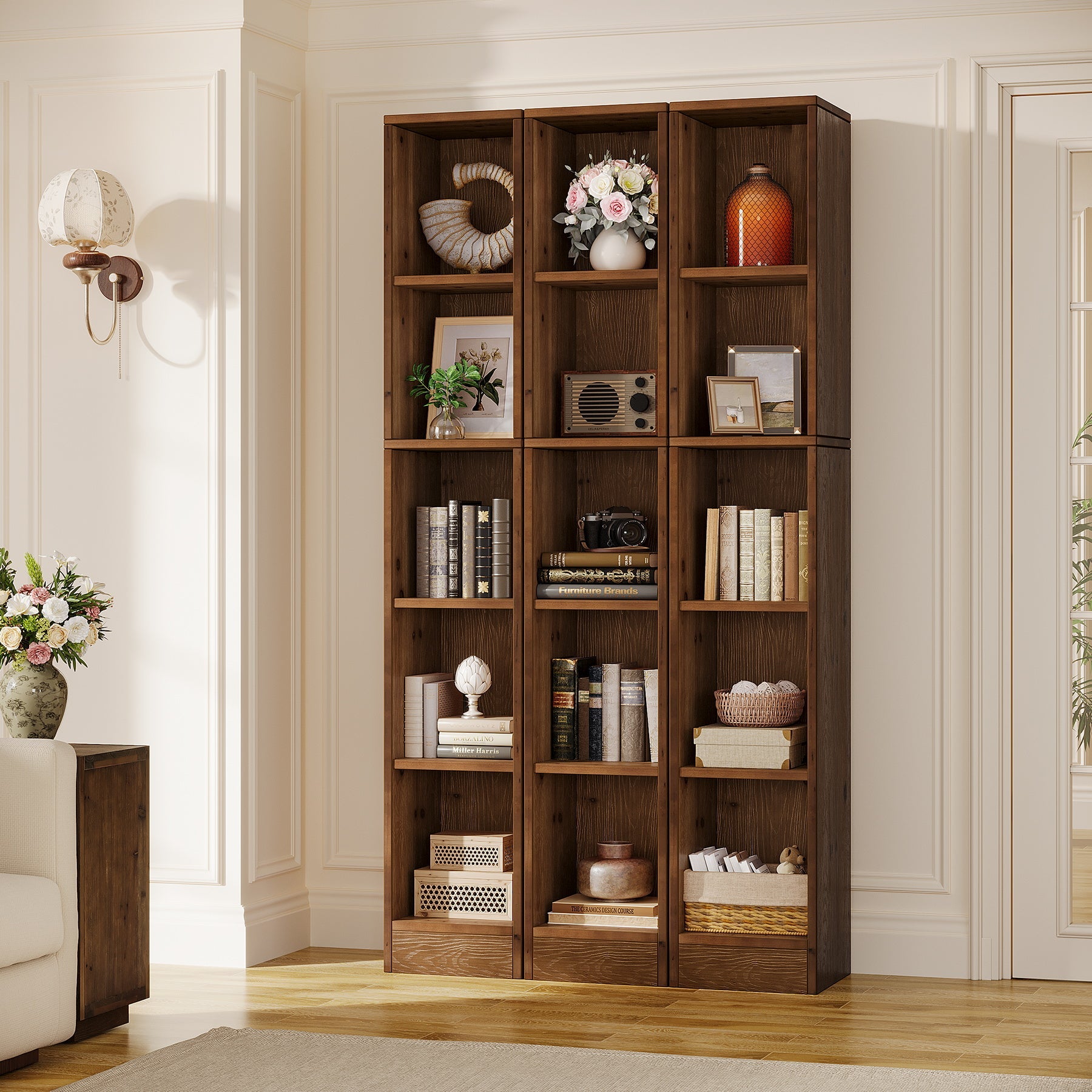 Tribesigns boekenkast van massief hout – 180 cm, smal 5-traps open rek voor boeken en accessoires