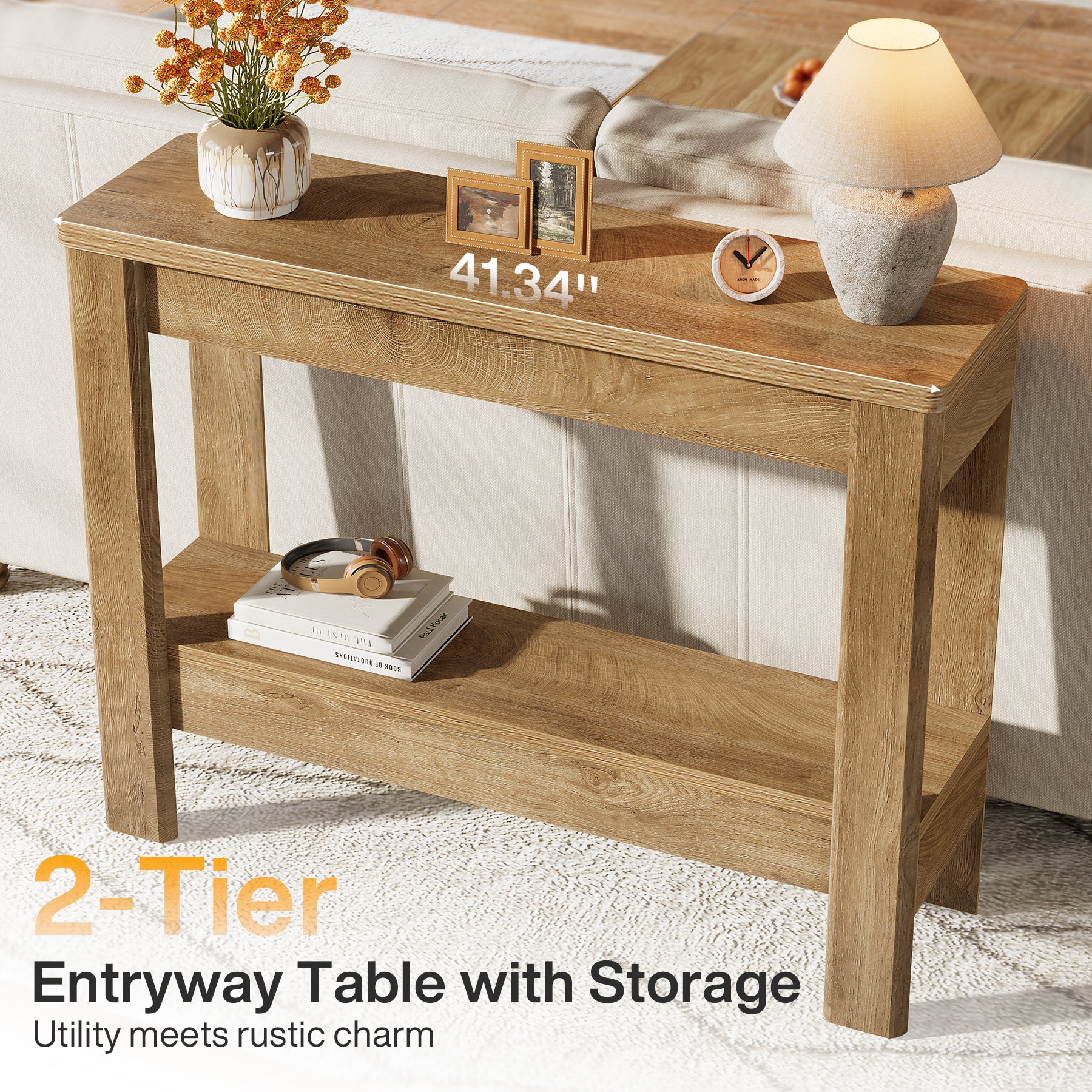 105 x 30 x 80 cm Tribesigns landelijke consoletafel met open opbergruimte, smalle sidetable voor hal en woonkamer