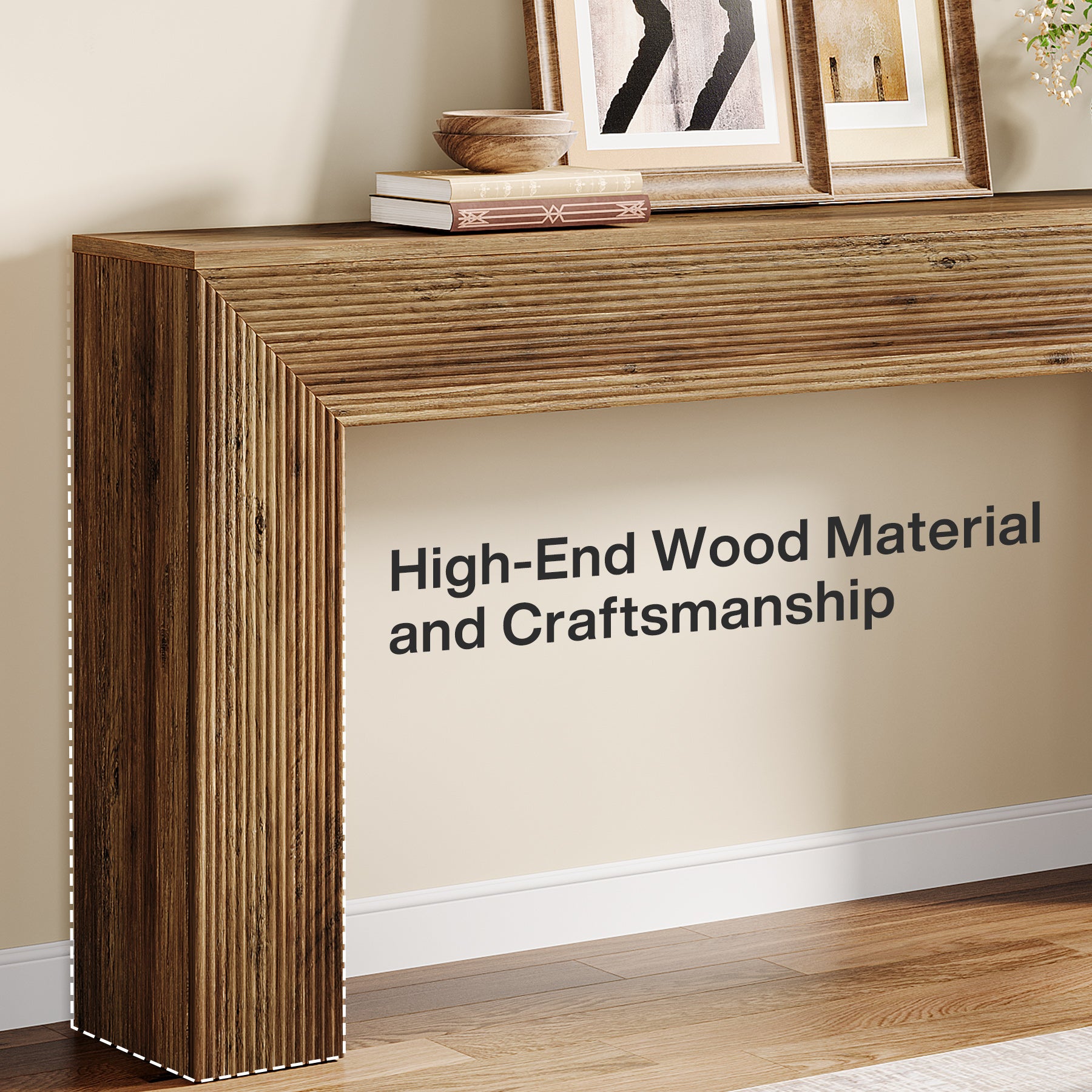 Consoletafel 160 cm Industrieel in Rustiek Bruin, lange haltafel voor entree en woonkamer