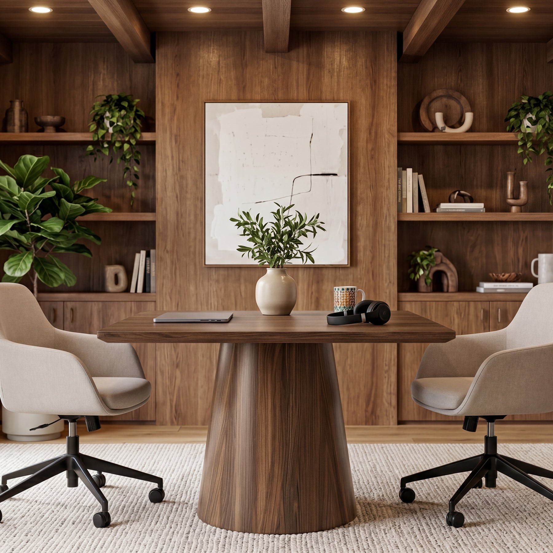 80 cm Tribesigns vierkante vergadertafel met verdikt tafelblad, houten kantoortafel voor 4 personen