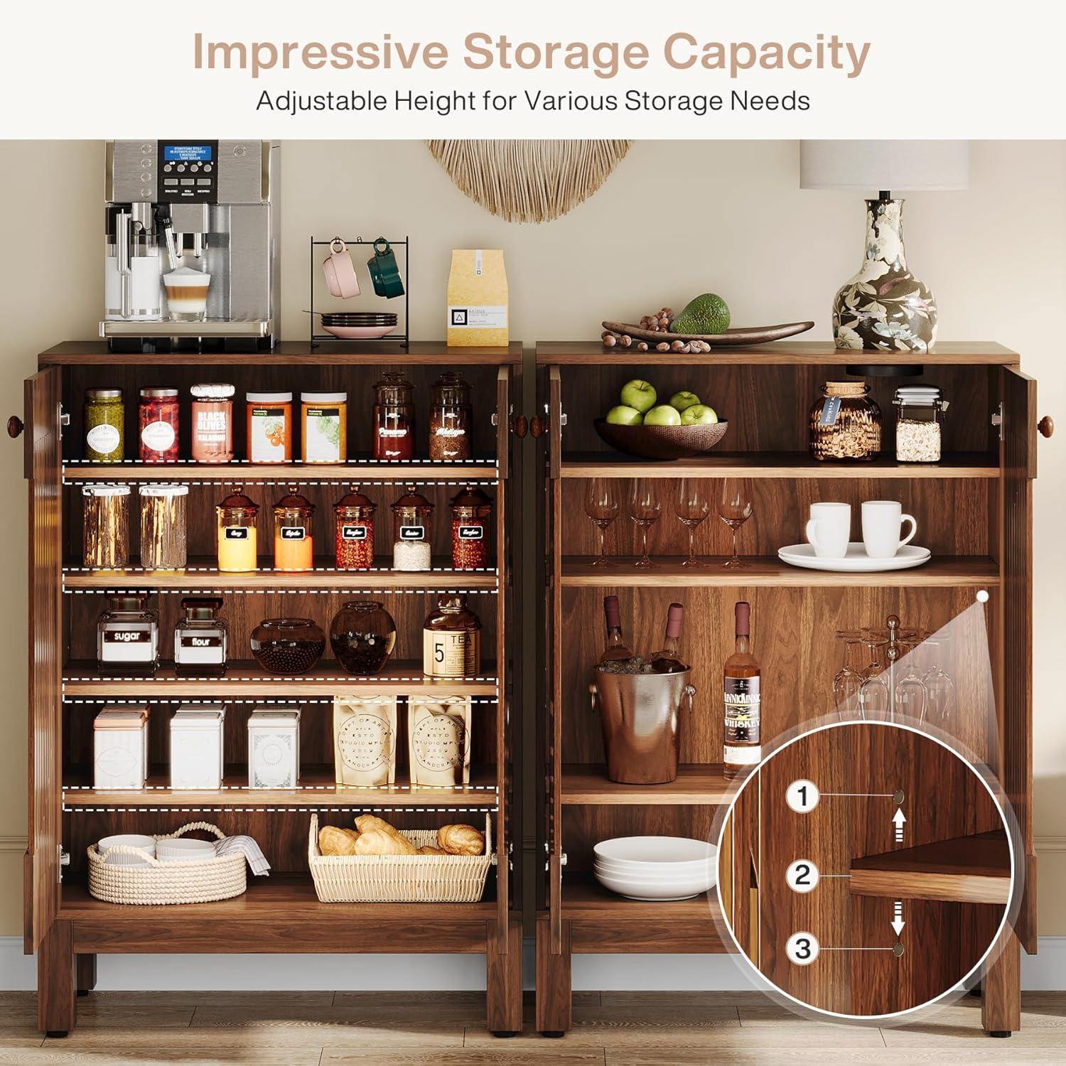 101 cm Hoge Schoencabinet met 5 Planken, Boerse Opbergkast met Verstelbare Planken voor Hal en Woonkamer