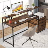 160 cm Kantoor Bureau, Industriële Computer Tafel met Monitor Stand en Printerruimte 3