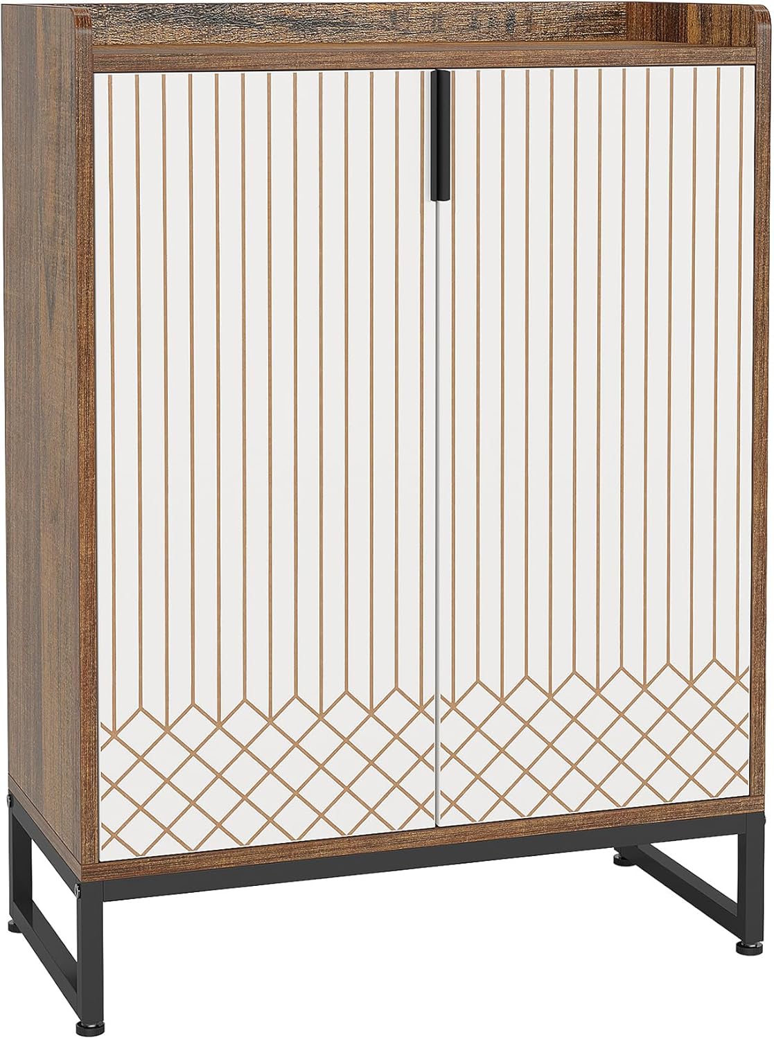 75x35x105 cm moderne schoenenkast, met 2 deuren en 5 laden voor een opgeruimde entree of slaapkamer