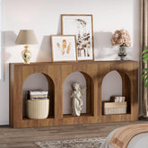 160 cm Console Tafel, Houten Tafel met 3 Boogvormige Planken 3