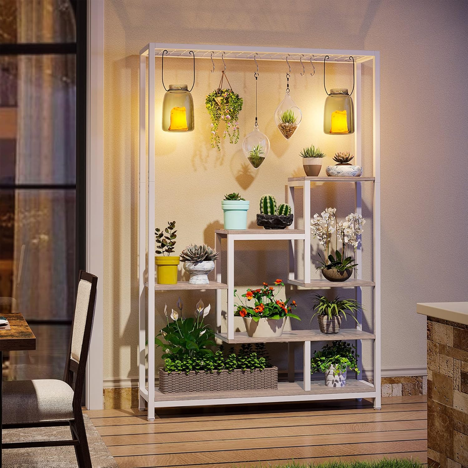 Vijfdelige Plantenstandaard, 180 cm Hoge Bloemenrek met 10 S-Haken