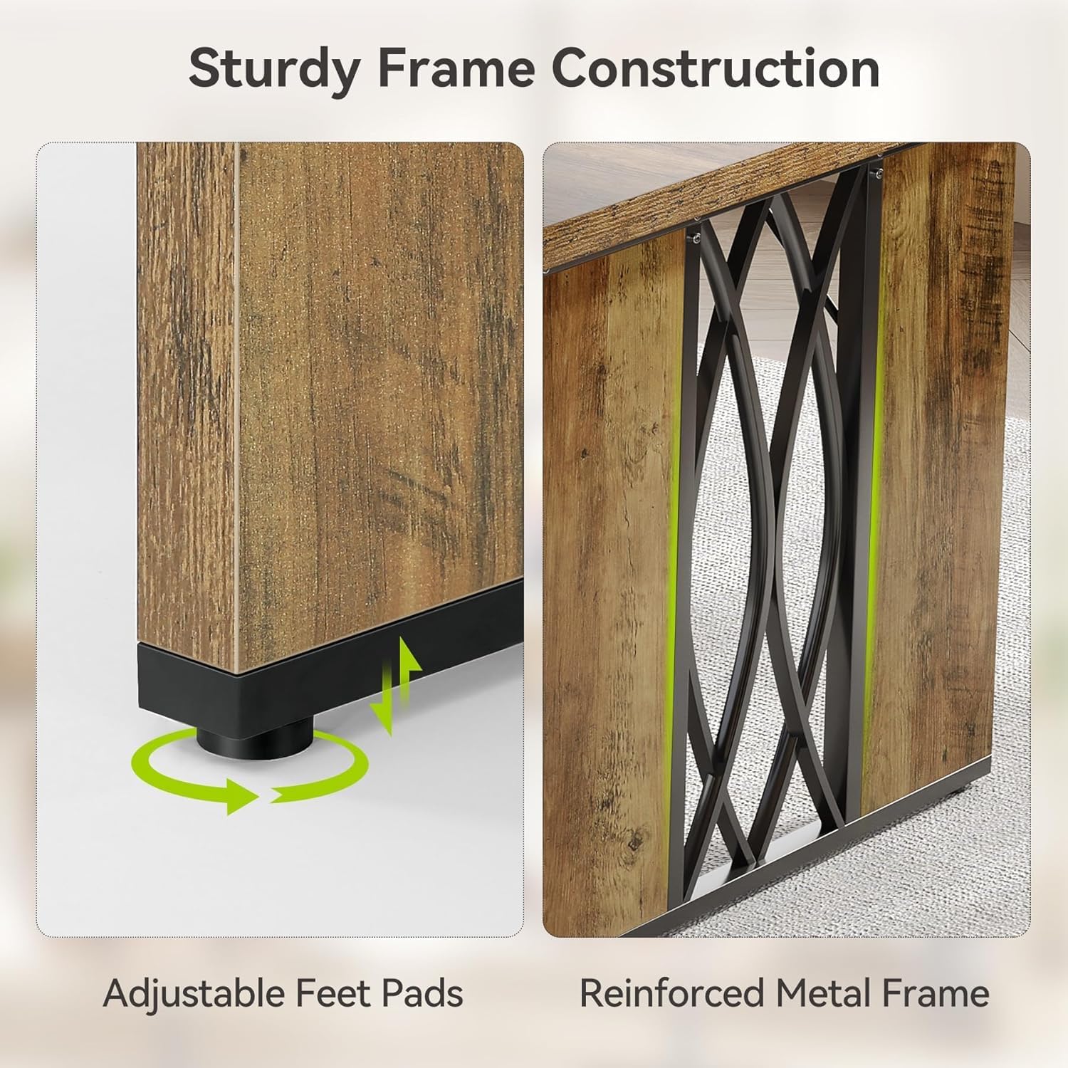 200 cm Bureau voor Twee Personen, Landelijke Lange Schrijftafel voor Thuiskantoor