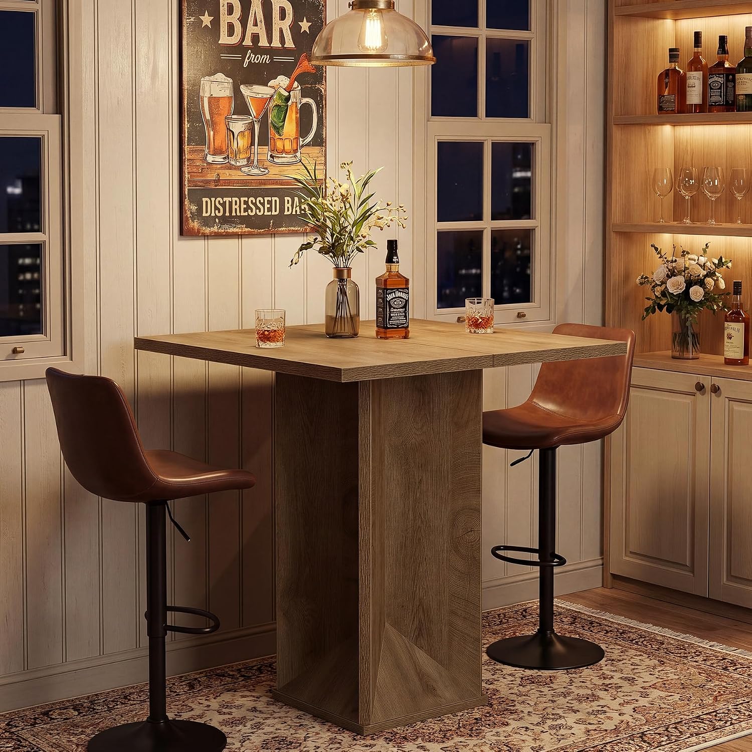 80 cm vierkante bartafel, thuisbar op bardhoekhoogte voor pub en bistro