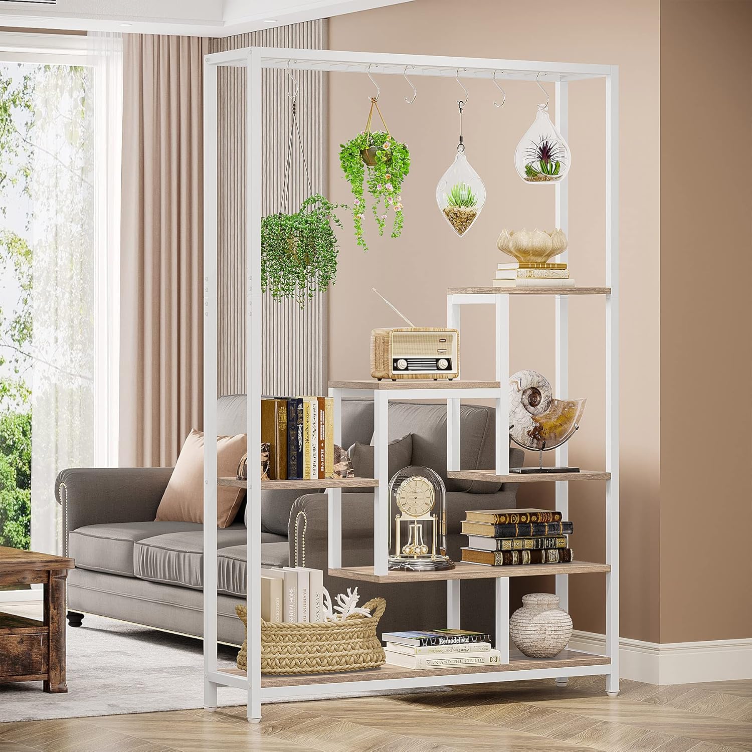 Vijfdelige Plantenstandaard, 180 cm Hoge Bloemenrek met 10 S-Haken