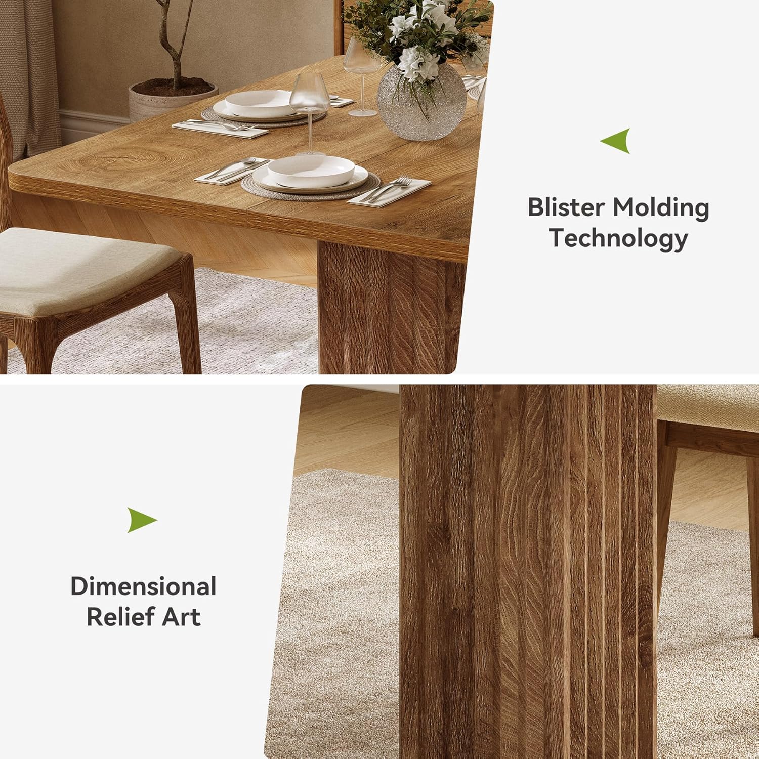 90x80 cm Compacte Eettafel voor 4 Personen, Met Stevig Onderstel in Landelijke Stijl voor Keuken en Woonkamer