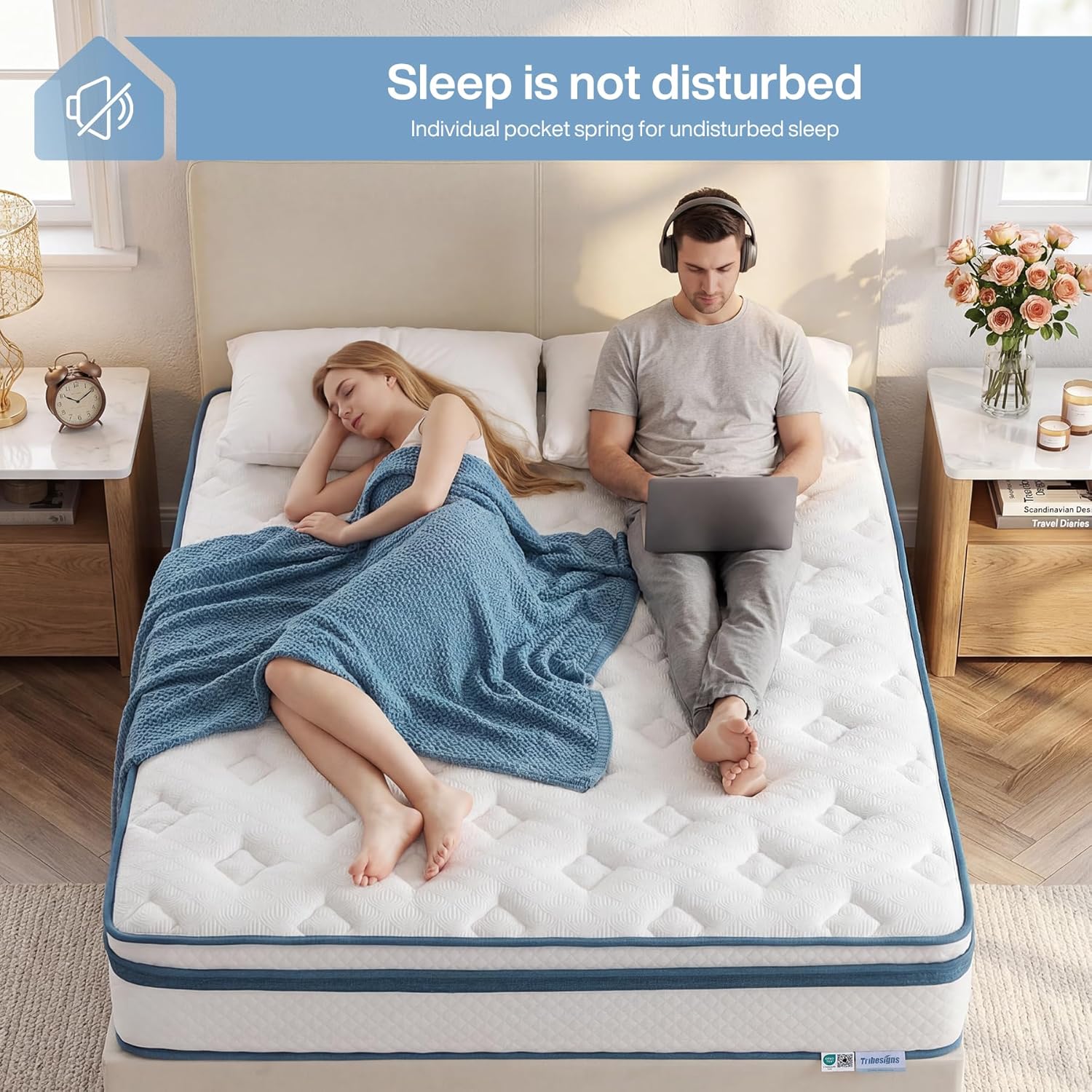 Pocketvering Matras H3 Medium Stevig, 7-Zones Orthopedisch Gel Memory Foam Matras met Koel Lyocell Oppervlak
