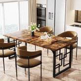Industriële Eettafel voor Zes Personen, 160 cm Rechthoekige Tafel in Bruin en Zwart 3