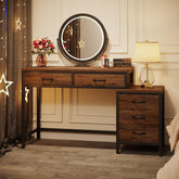 100 cm Schminktafel met 5 Laden, Grijze Opbergmeubel zonder Spiegel voor Vrouwen 3