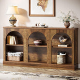 160 cm Boerderij Console, Lange Houten Tafel met Drie Planken voor Hal en Woonkamer 3