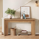 140 cm Landelijke Consoletafel met Opbergruimte, Houten Banktafel voor Hal en Woonkamer 3