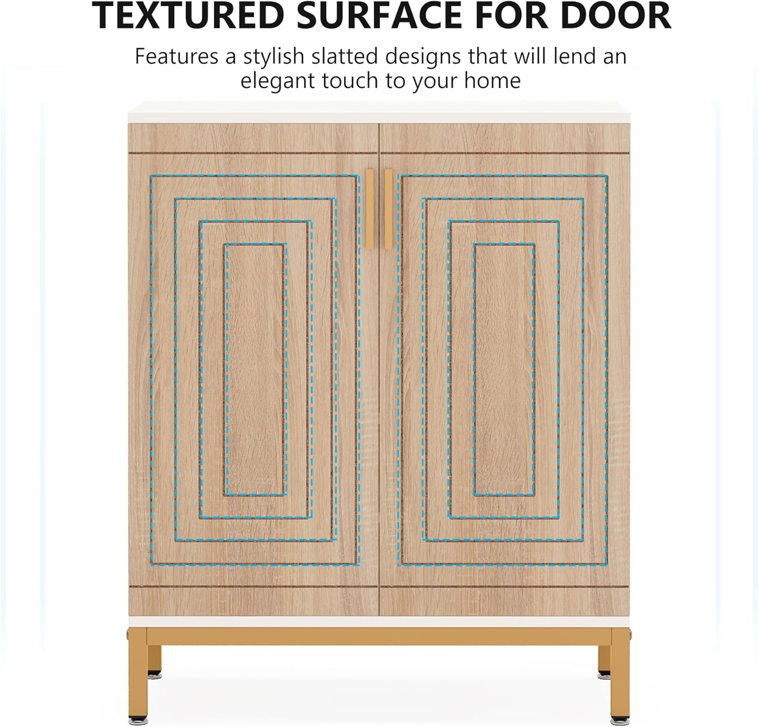 95 cm Schoenenkast met Deuren, Opbergmeubel voor 20 paar Schoenen met 5 Planken in Wit of Natuurlijk