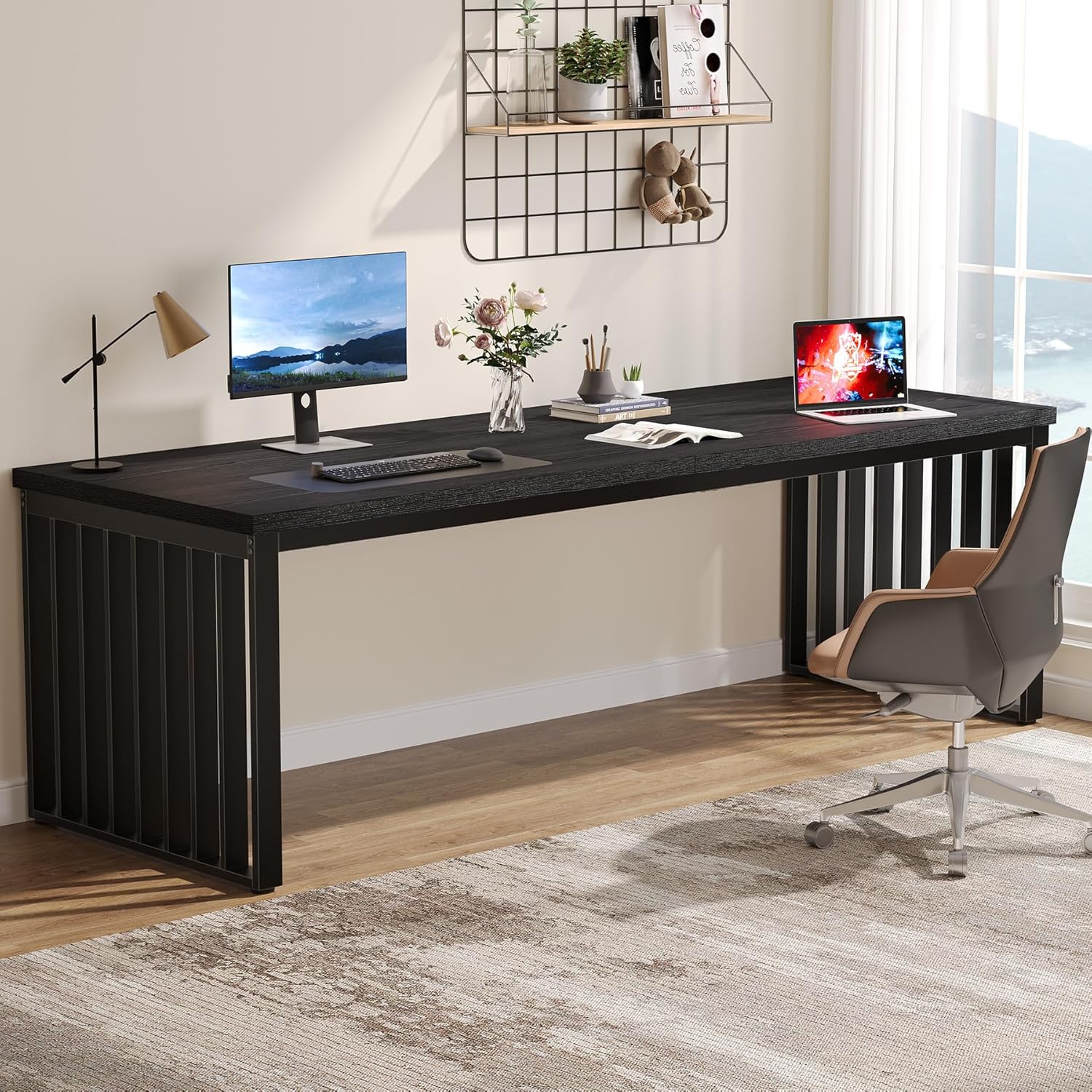 120 cm Bureau, Robuuste Computertafel Met Metalen Frame Voor Thuiskantoor