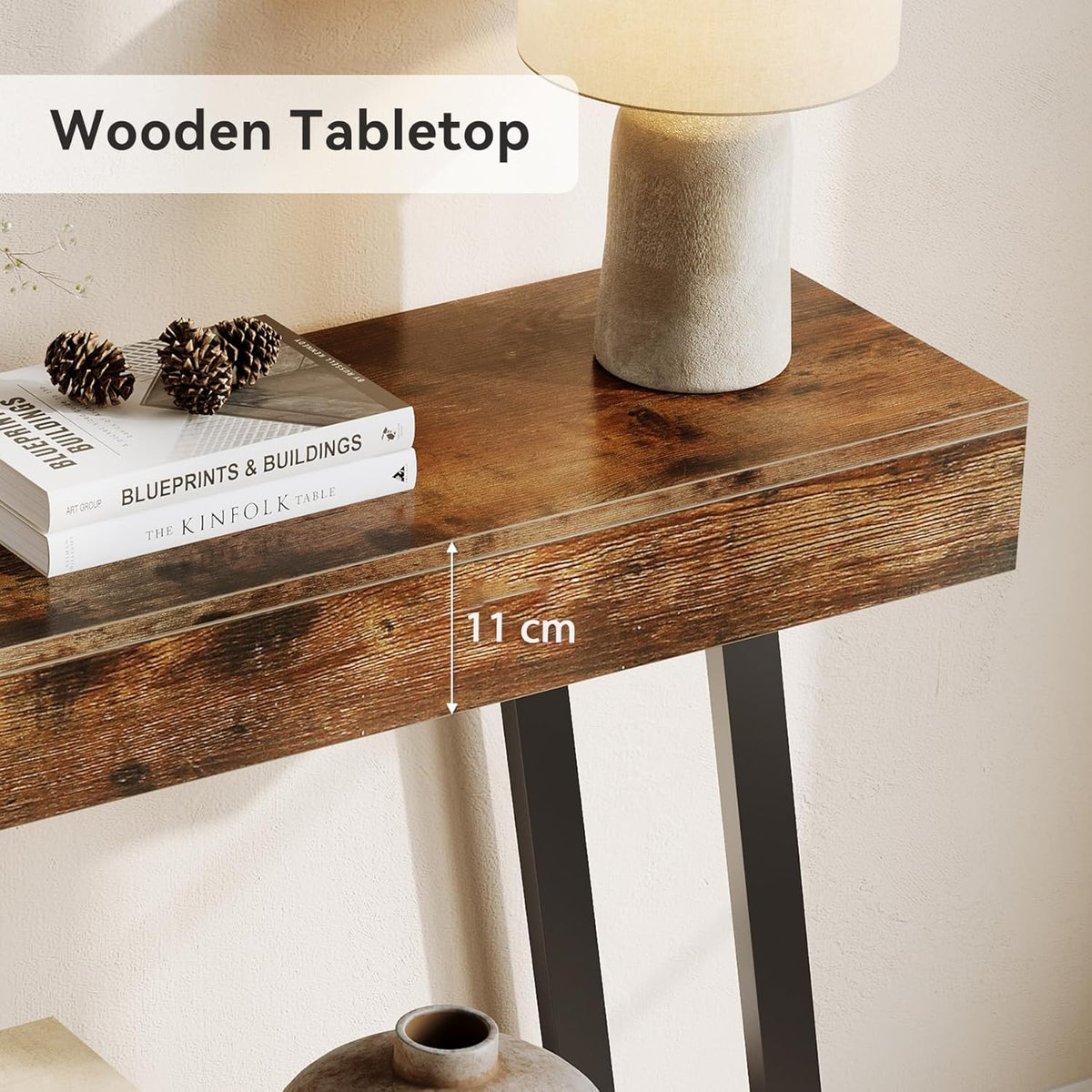 Tribesigns 103 cm Rustieke Industriële Consoletafel met 2 Opbergniveaus, Smalle Sidetable voor Hal en Woonkamer