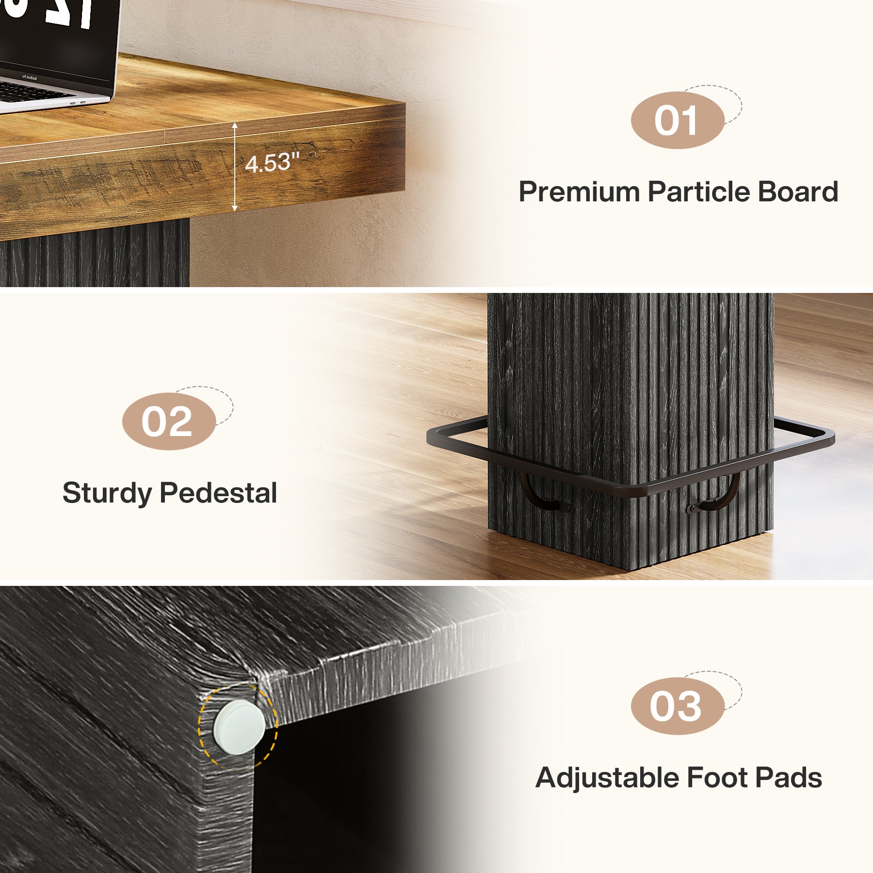 80 x 80 x 101 cm vierkante bartafel met metalen voetensteun, industriële pubtafel voor keuken eetkamer