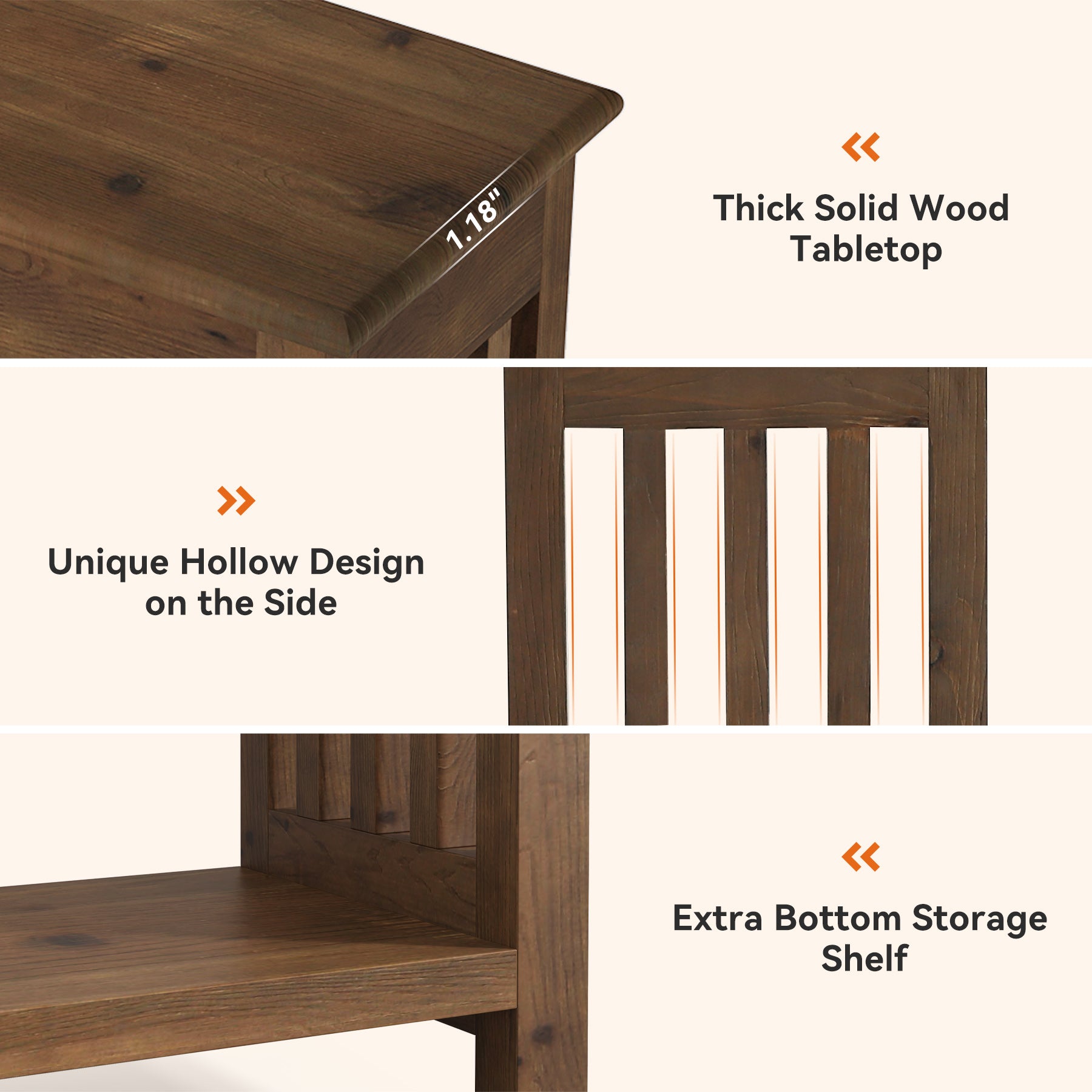 160 cm Houten Consoletafel met 2-Laags Opbergruimte, Lange Sofa Tafel voor Entree