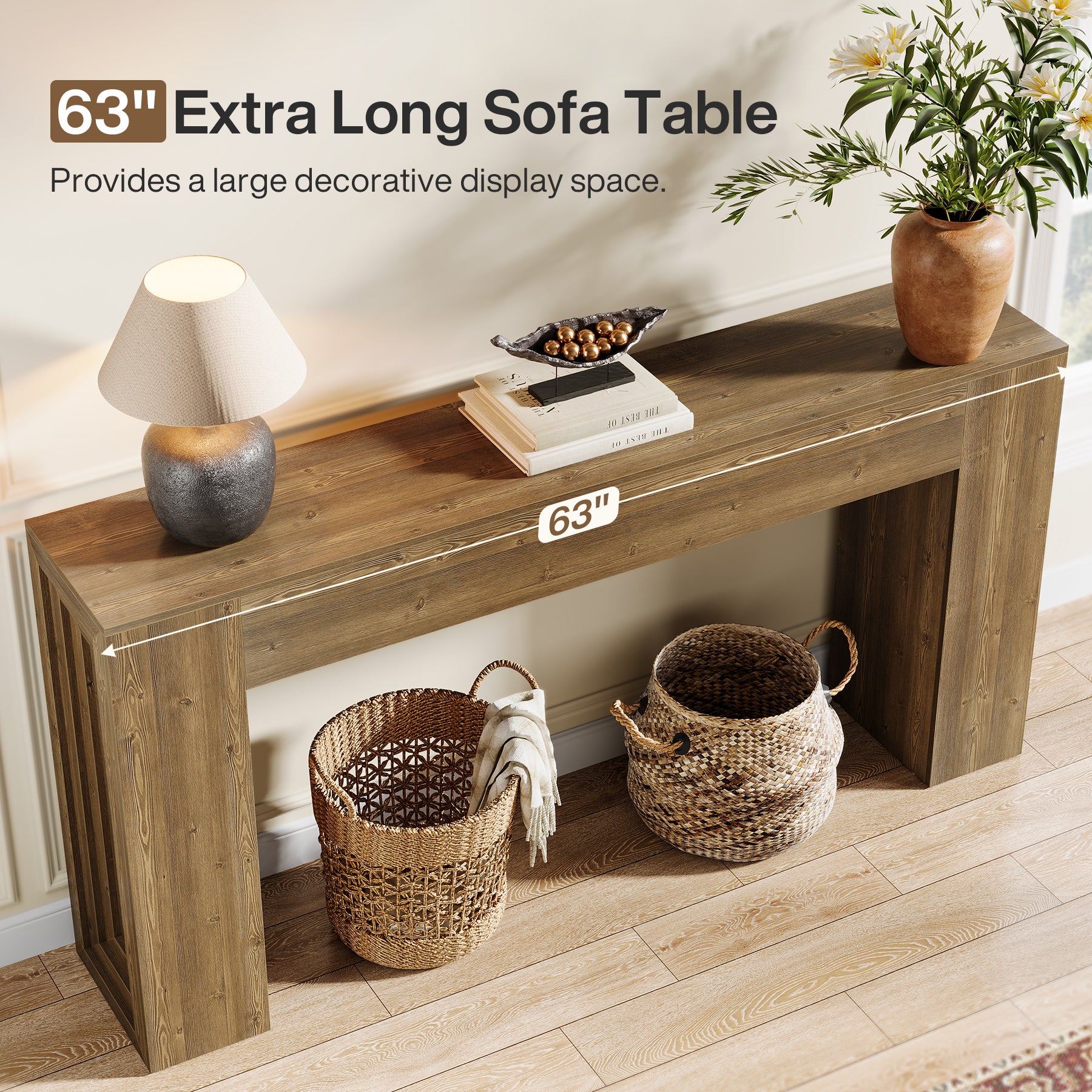 160 cm Lange Consoletafel, Smalle Salontafel voor Hal en Woonkamer