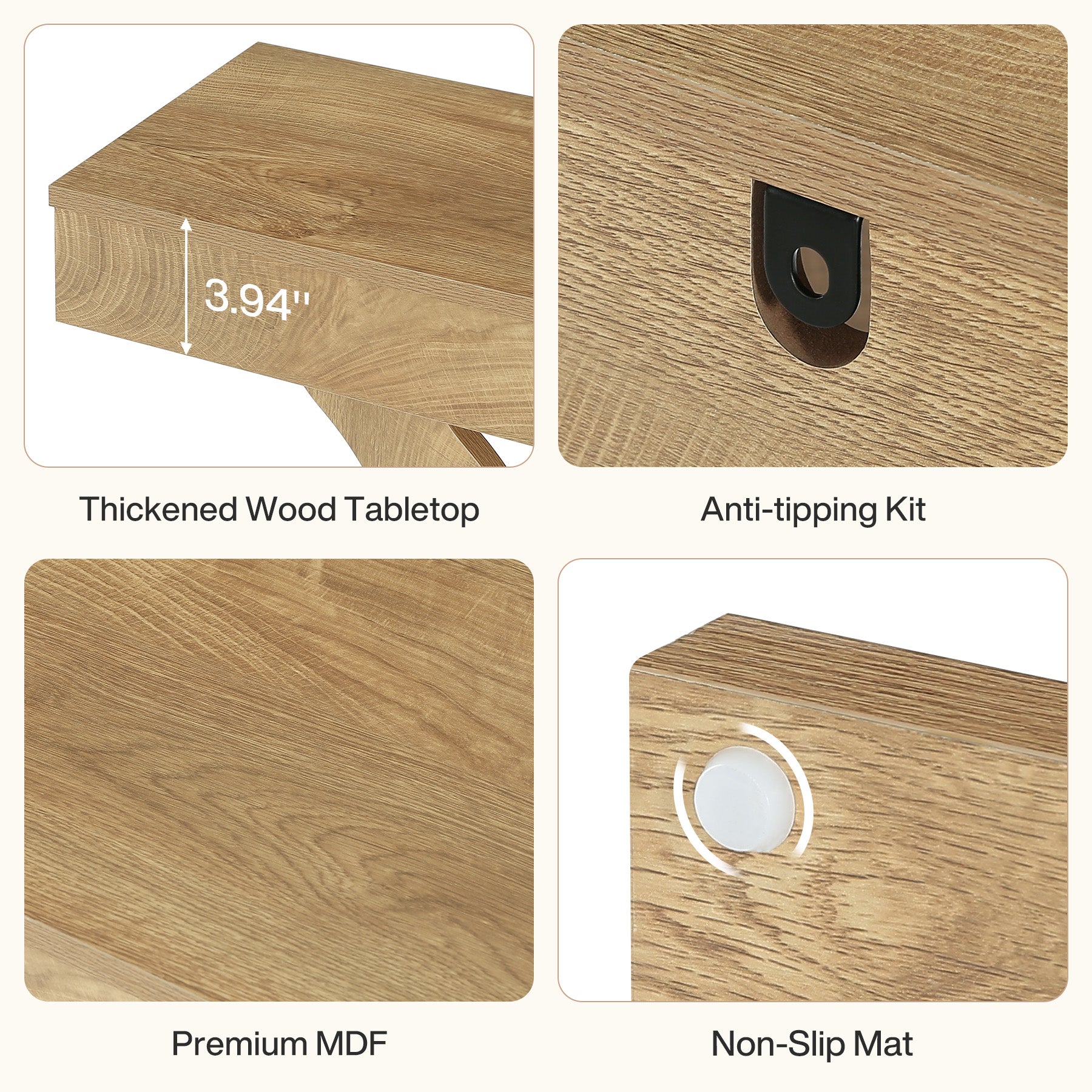 105 cm Smalle Consoletafel met 3 Planken, Houten Haltafel voor Entree