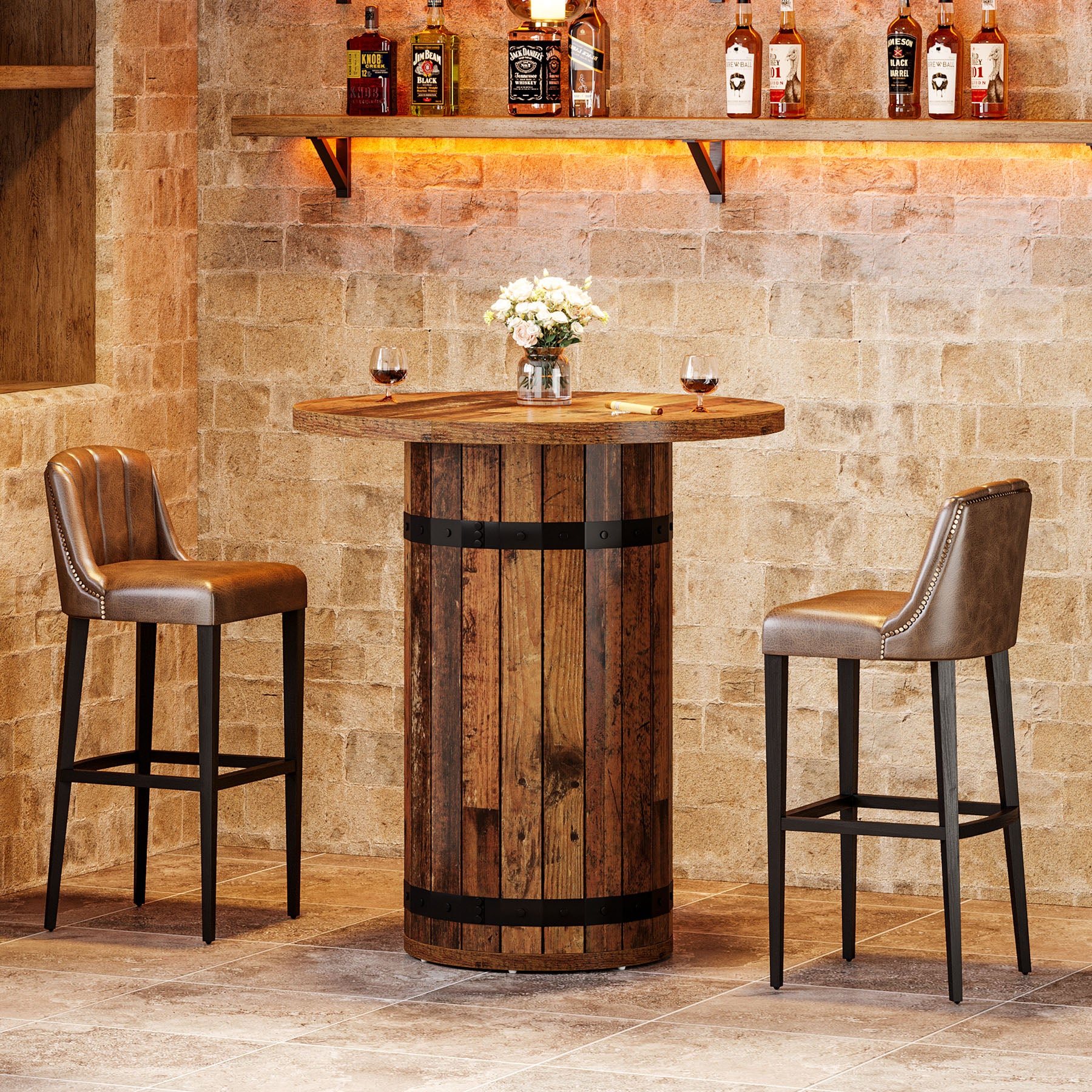 100 cm Tribesigns Ronde Bartafel, Bistrotafel voor Keuken en Woonkamer