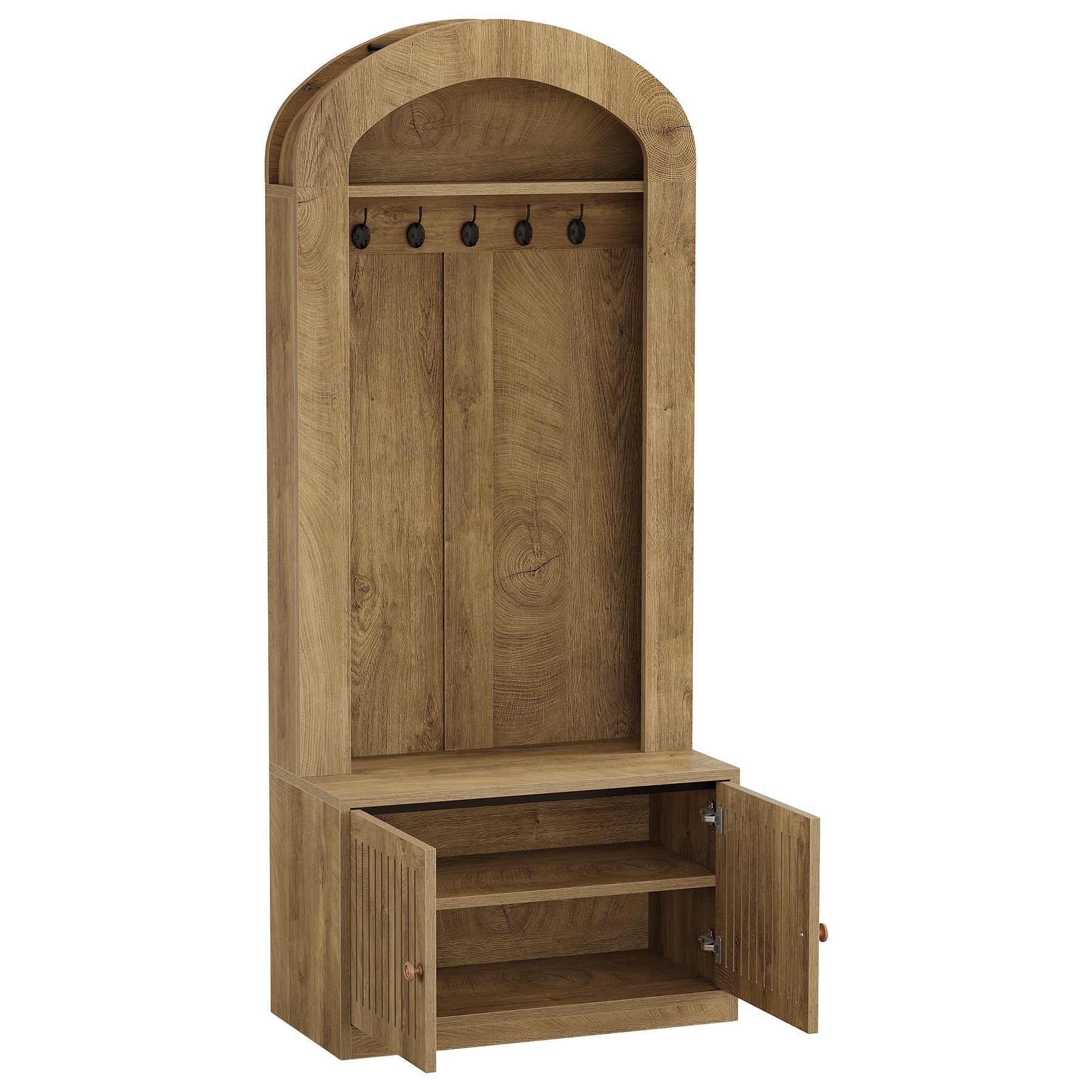 Tribesigns kapstok met zitbank en schoenenkast, halmeubel van 180 cm met 5 haken