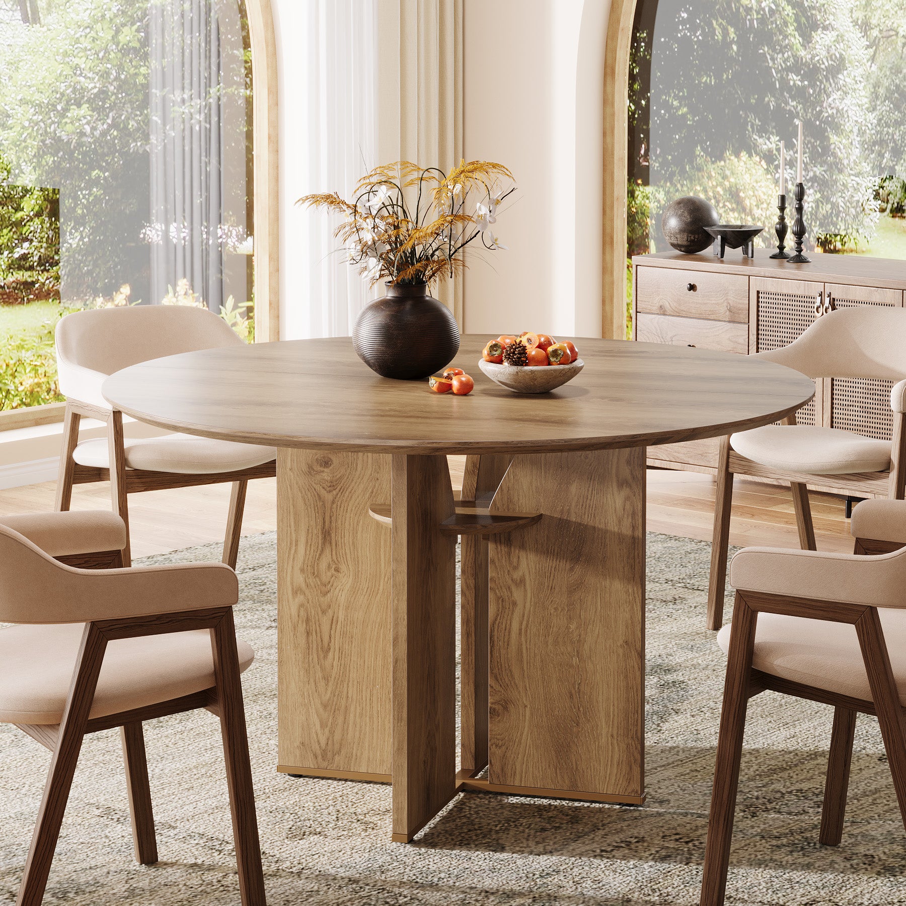 Tribesigns 100 cm Ronde Eettafel, Houten Tafel voor 4 Personen voor Keuken