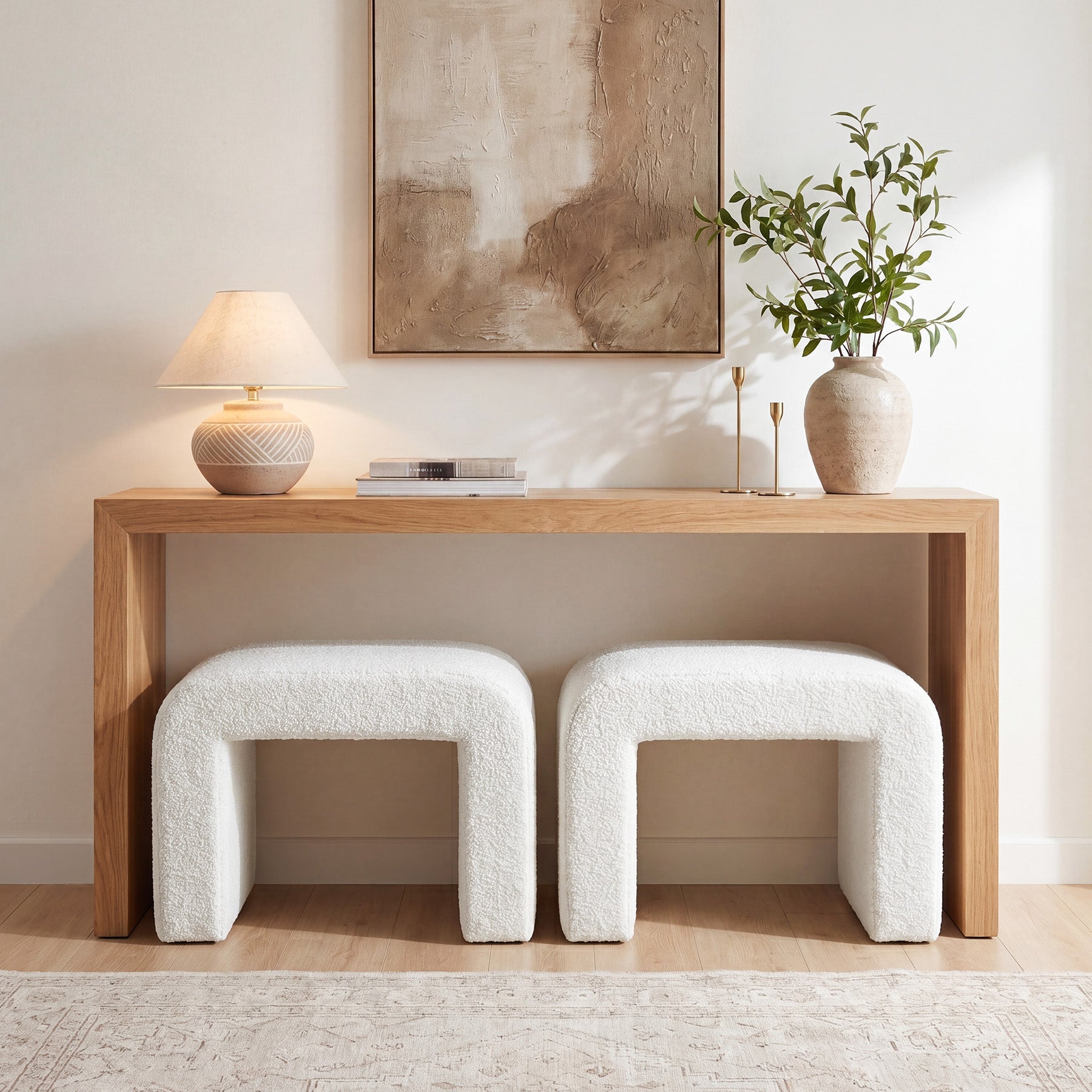 Tribesigns Polsterkruk Sherpa, Moderne Make-up Kruk met Teddybekleding, Voetenbankje voor Woonkamer