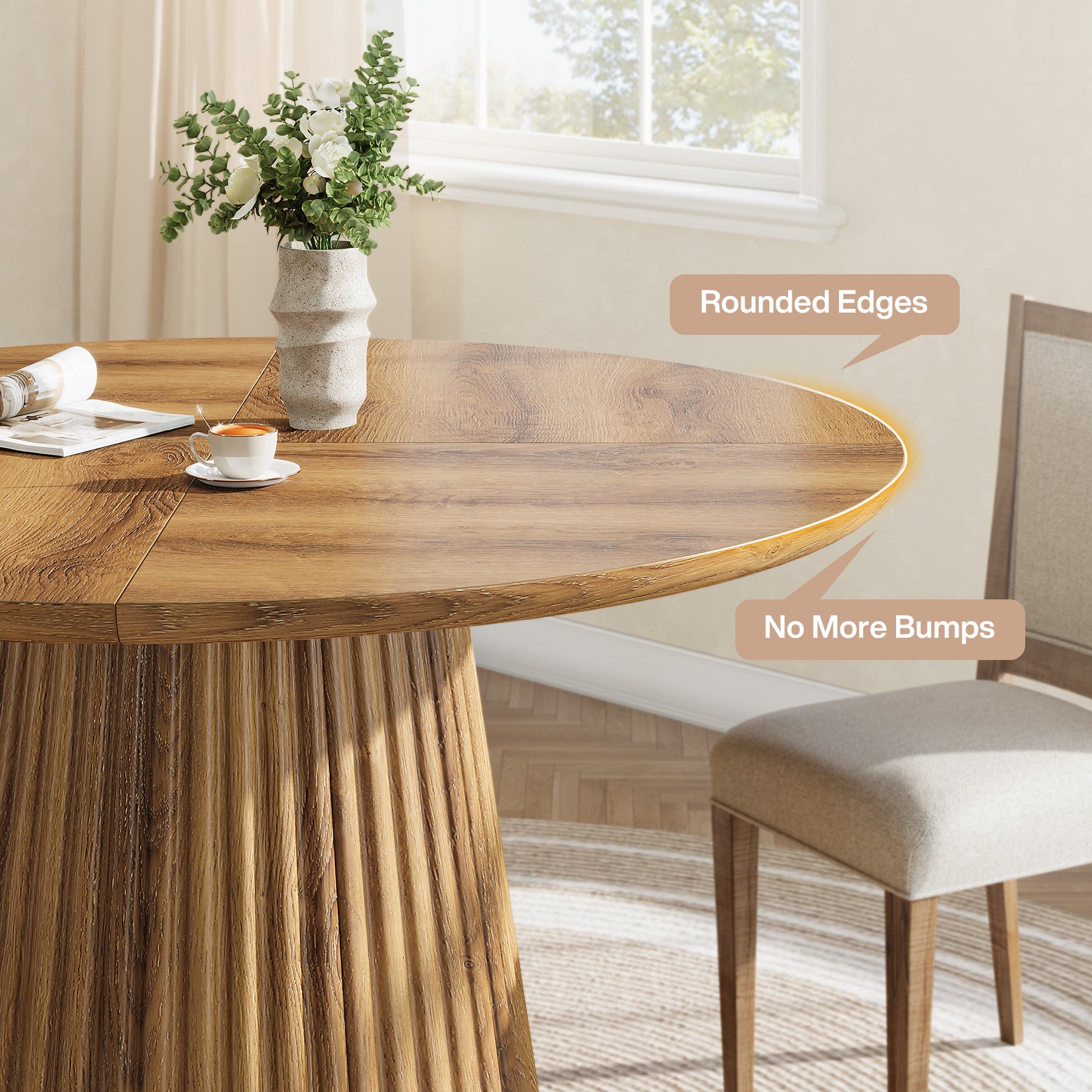 Tribesigns 119 cm Ronde Eettafel voor 4-6 Personen