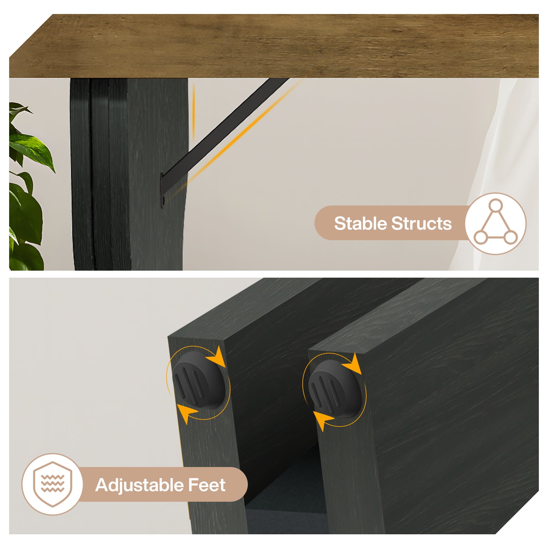Tribesigns 160 cm Eettafel voor 4–6 Personen, Rechthoekige Landelijke Keukentafel met Zandloperpoten