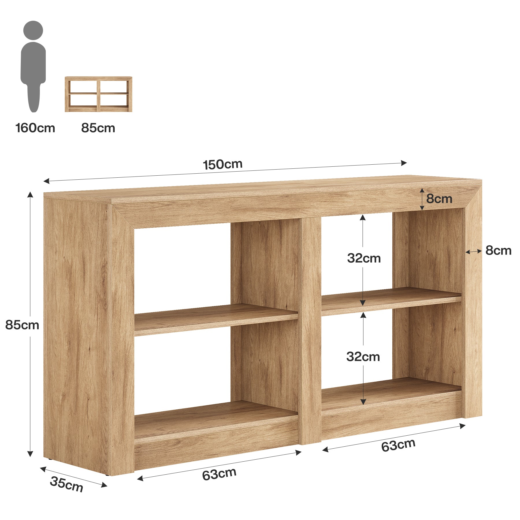 150 cm Landelijke Consoletafel van Hout, Tribesigns Smalle Haltafel voor Woonkamer