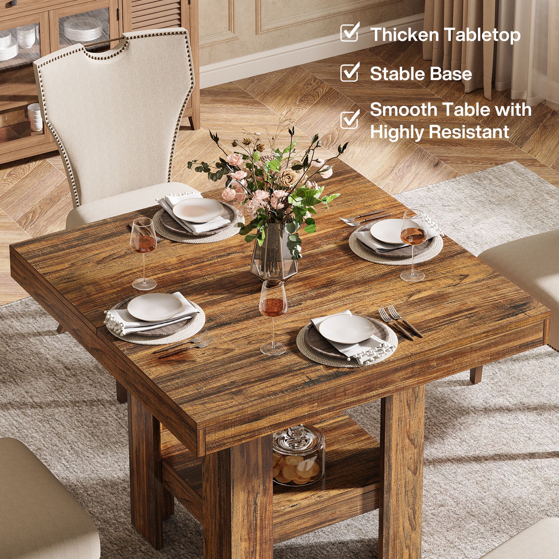 Tribesigns Vierkante Eettafel 80 cm voor 4 Personen